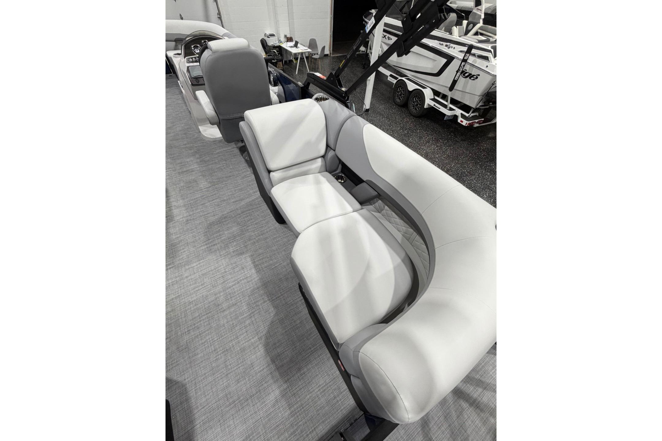 Interior seating of 2026 Lowe SS 230 WT boat, featuring sleek, modern design.