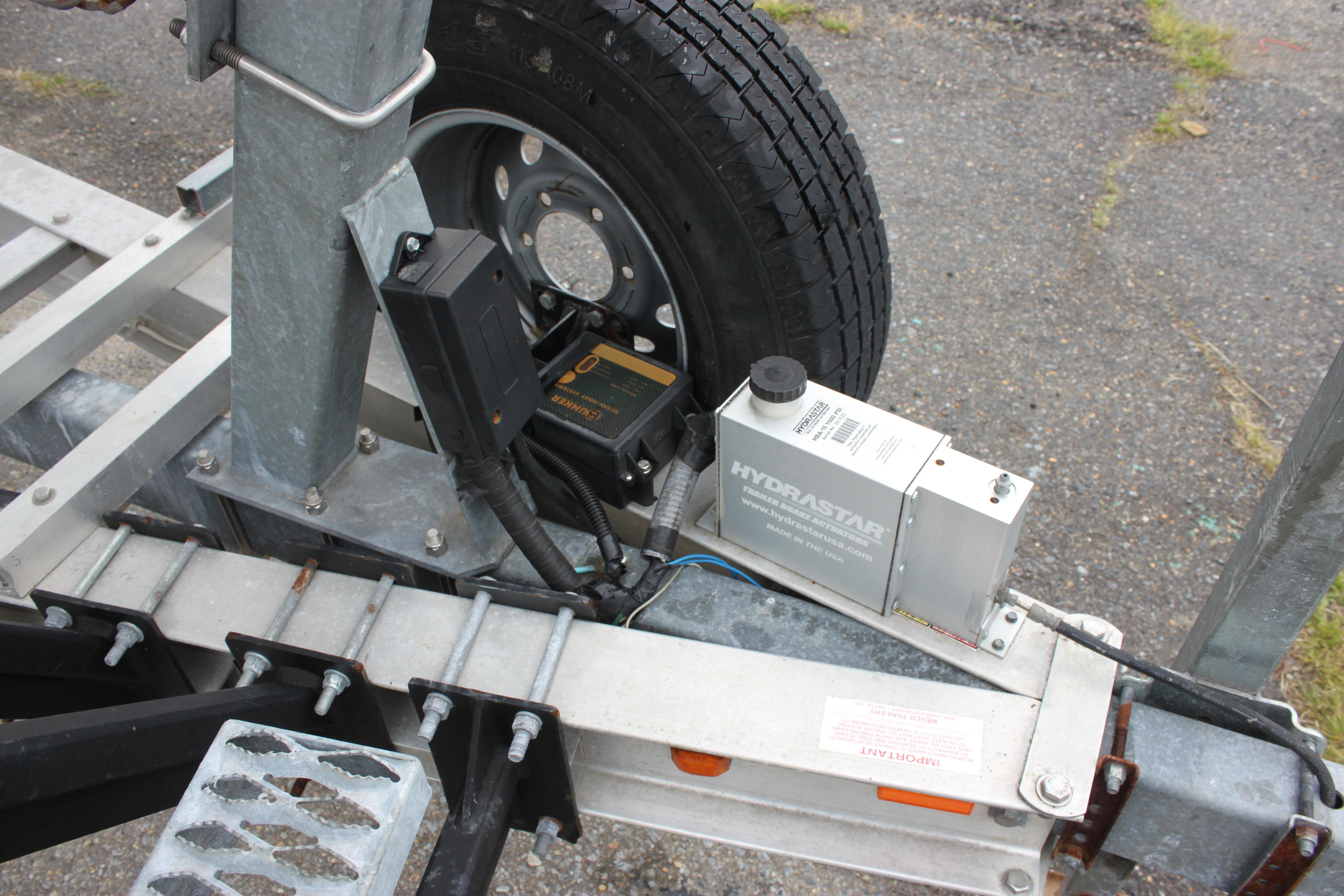 Trailer brake system on a 2012 Sea Hunt Gamefish 27 Forward Seating boat trailer.