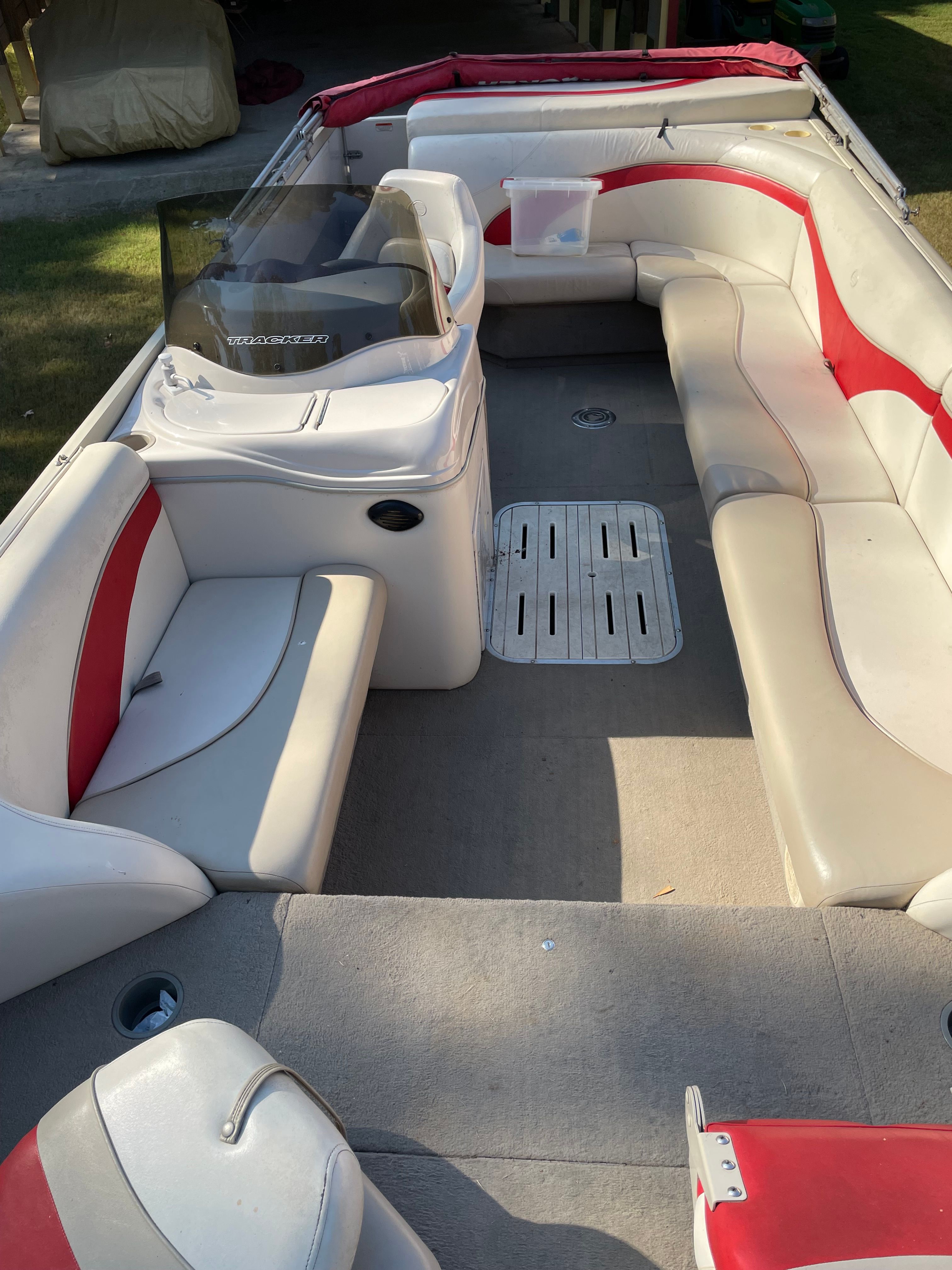 Interior of a 2005 Sun Tracker Party Deck 21 I/O boat.
