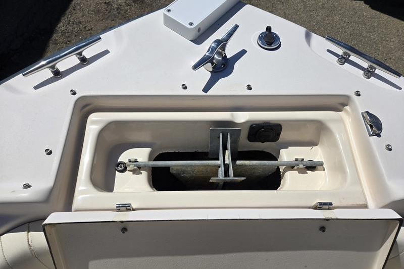 Anchor compartment of 2007 Grady-White Tournament 205 boat, featuring cleats and fittings.