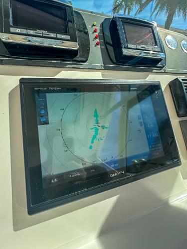 Garmin GPS display on 2006 Tiara Yachts 3200 Open dashboard.