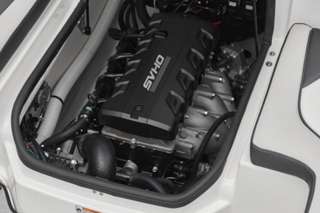 2026 Yamaha Boats SX195 engine compartment showcasing SVHO engine.