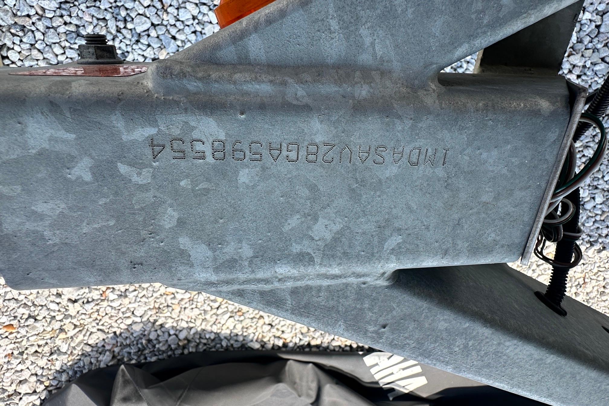 VIN number on a 2016 Yamaha 242 Limited S boat trailer.