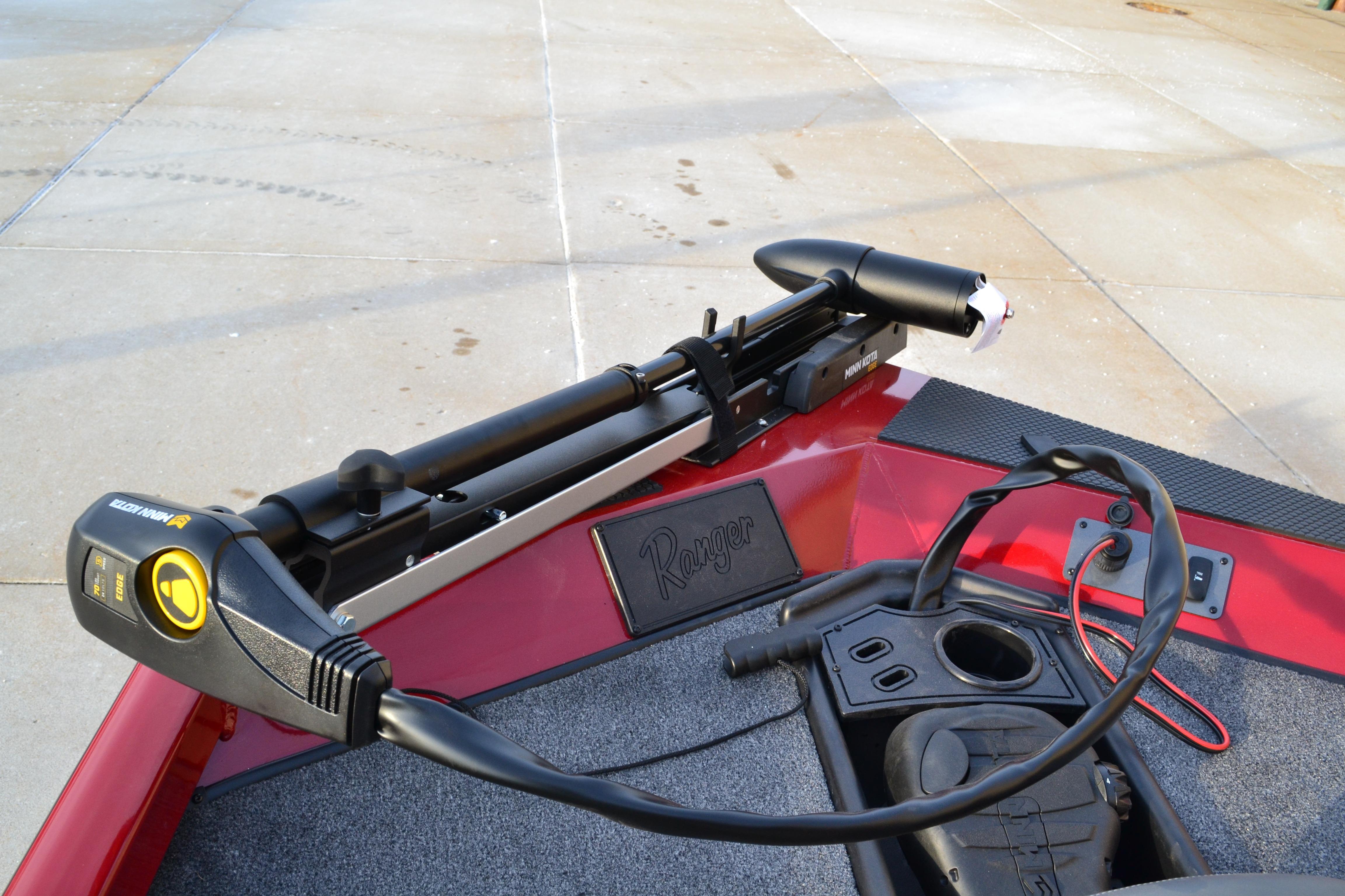 2026 Ranger RT188 boat with trolling motor and control panel on deck.