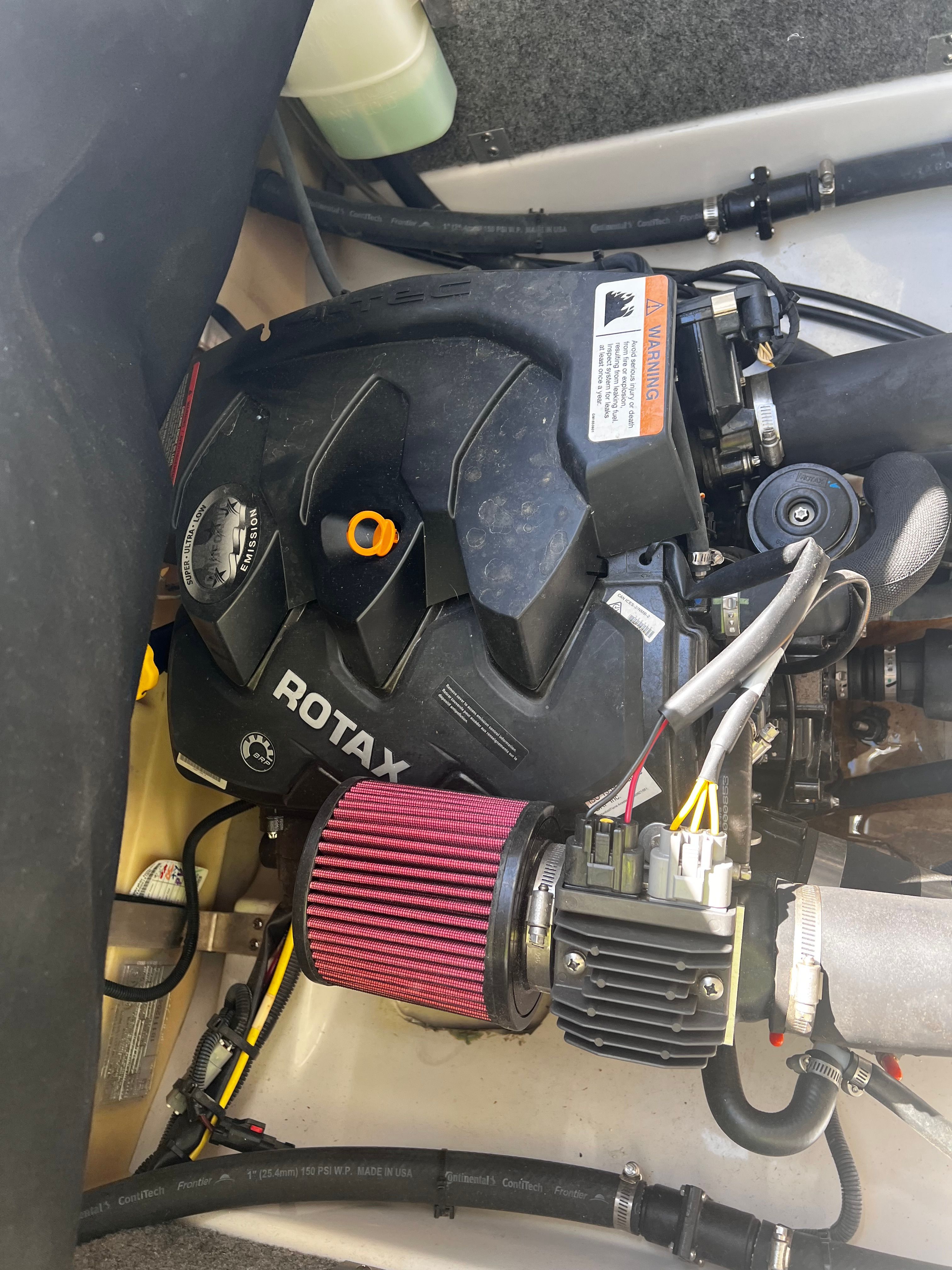 A Rotax engine in a 2019 Scarab 165 G boat.
