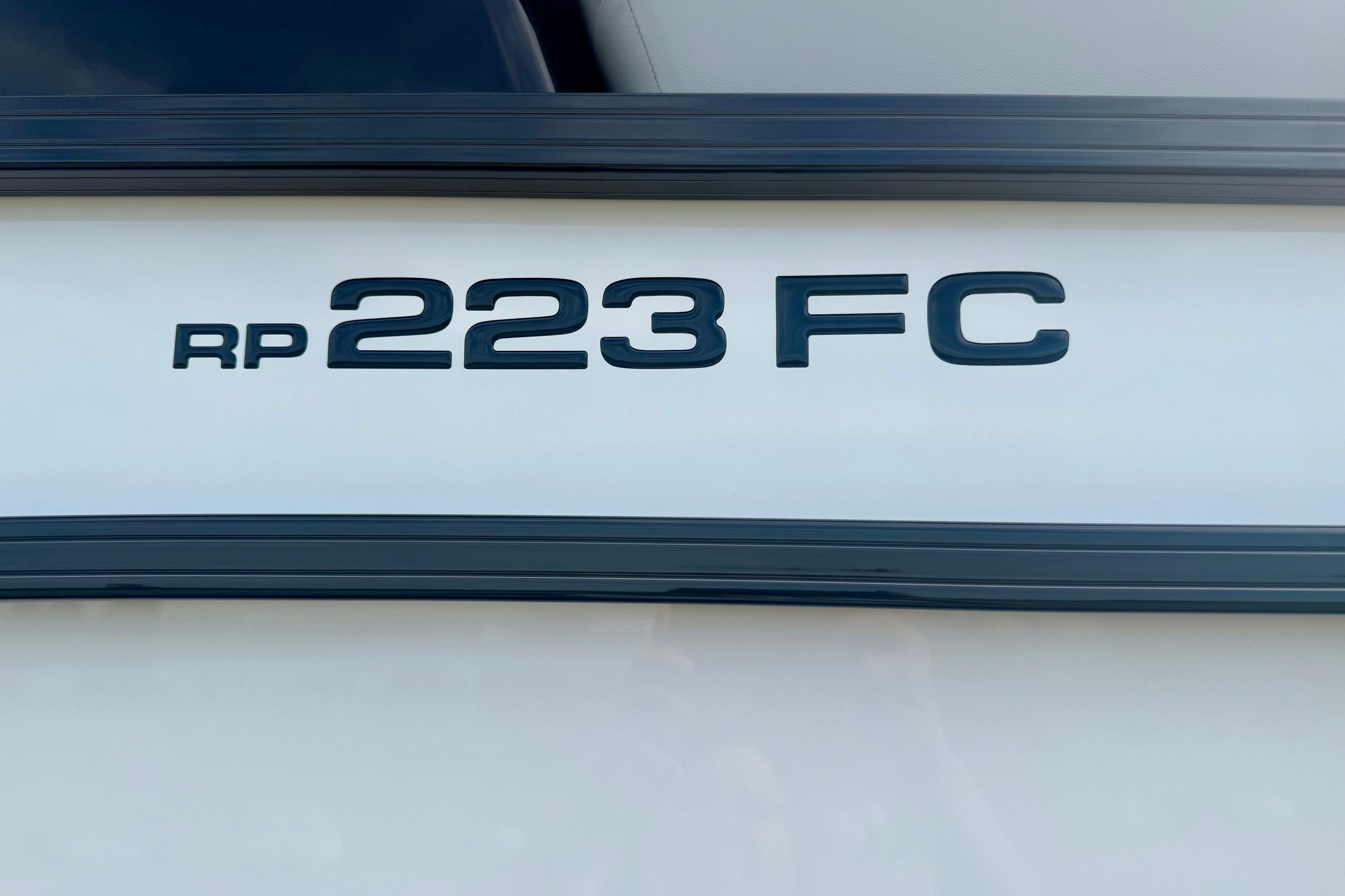 Close-up of Ranger 223FC 2026 model logo on a white surface.
