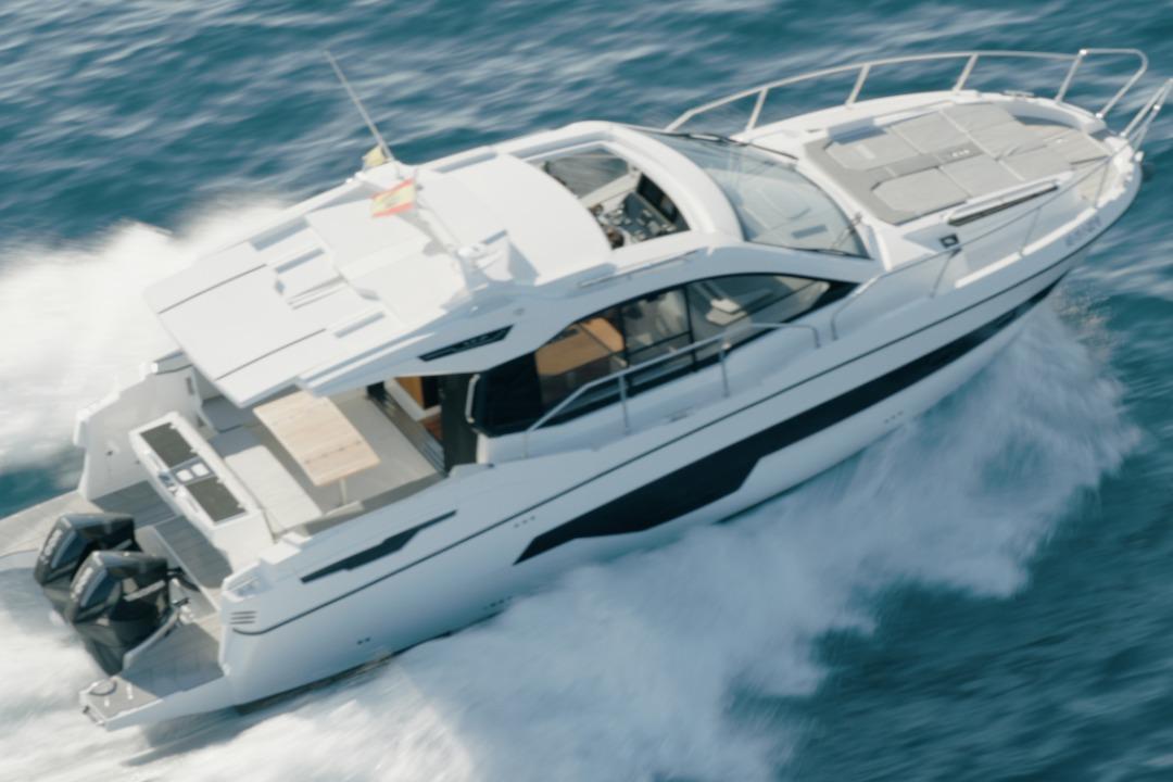 2024 Karnic s37x motor yacht cruising on open water.