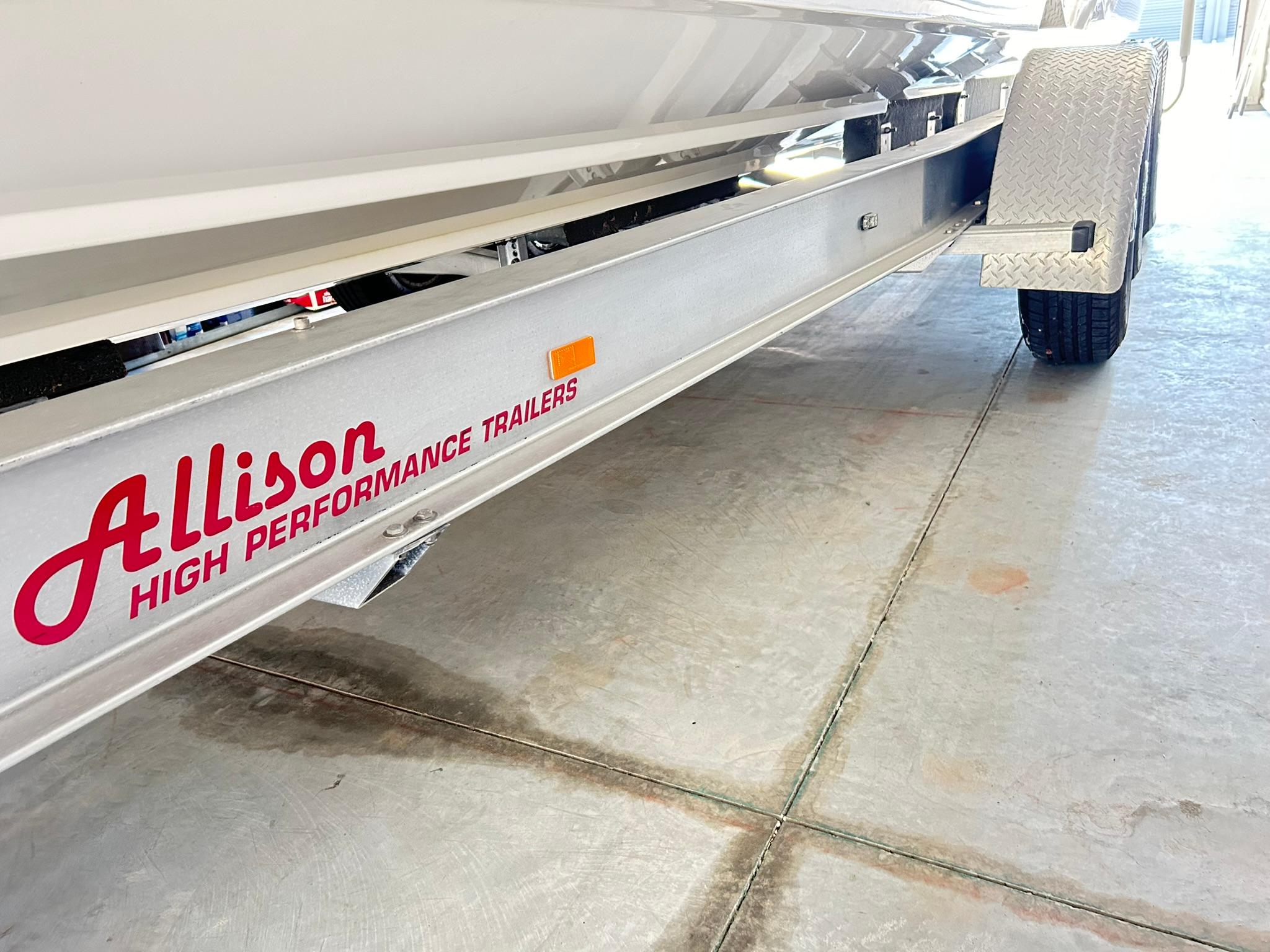 Allison high performance trailer under a 2005 Fountain 42 Executioner boat.