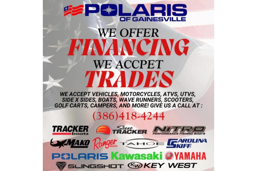 Polaris of Gainesville offers financing and trades for vehicles, boats, and more. Call (386) 418-4244.