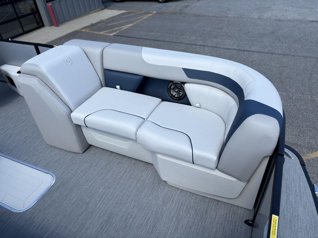 Luxurious seating on 2026 Godfrey SWEETWATER 2286 SFL pontoon boat, featuring sleek design and comfort.
