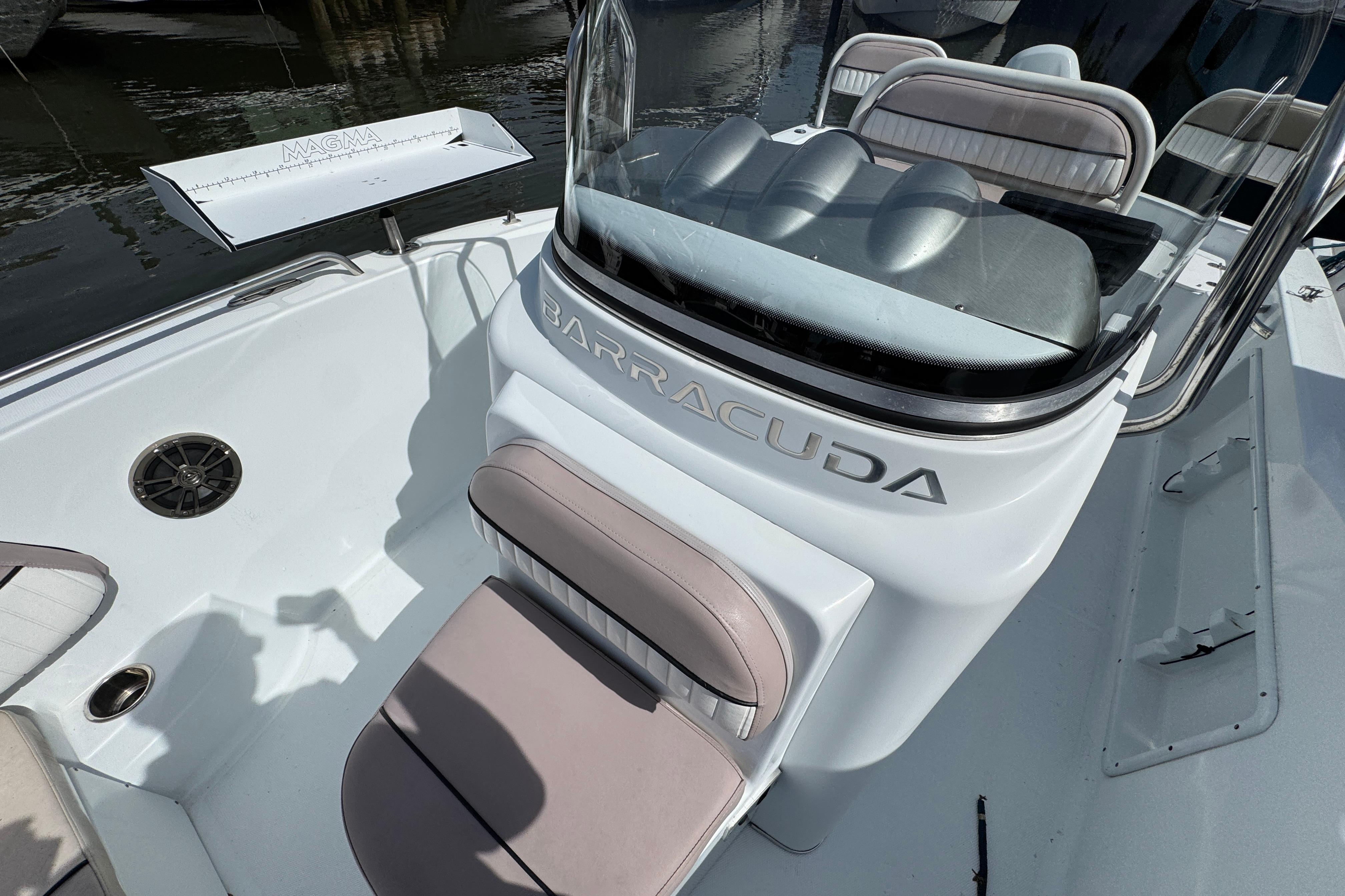2022 Barracuda 188 CCR boat interior with seating and console details.