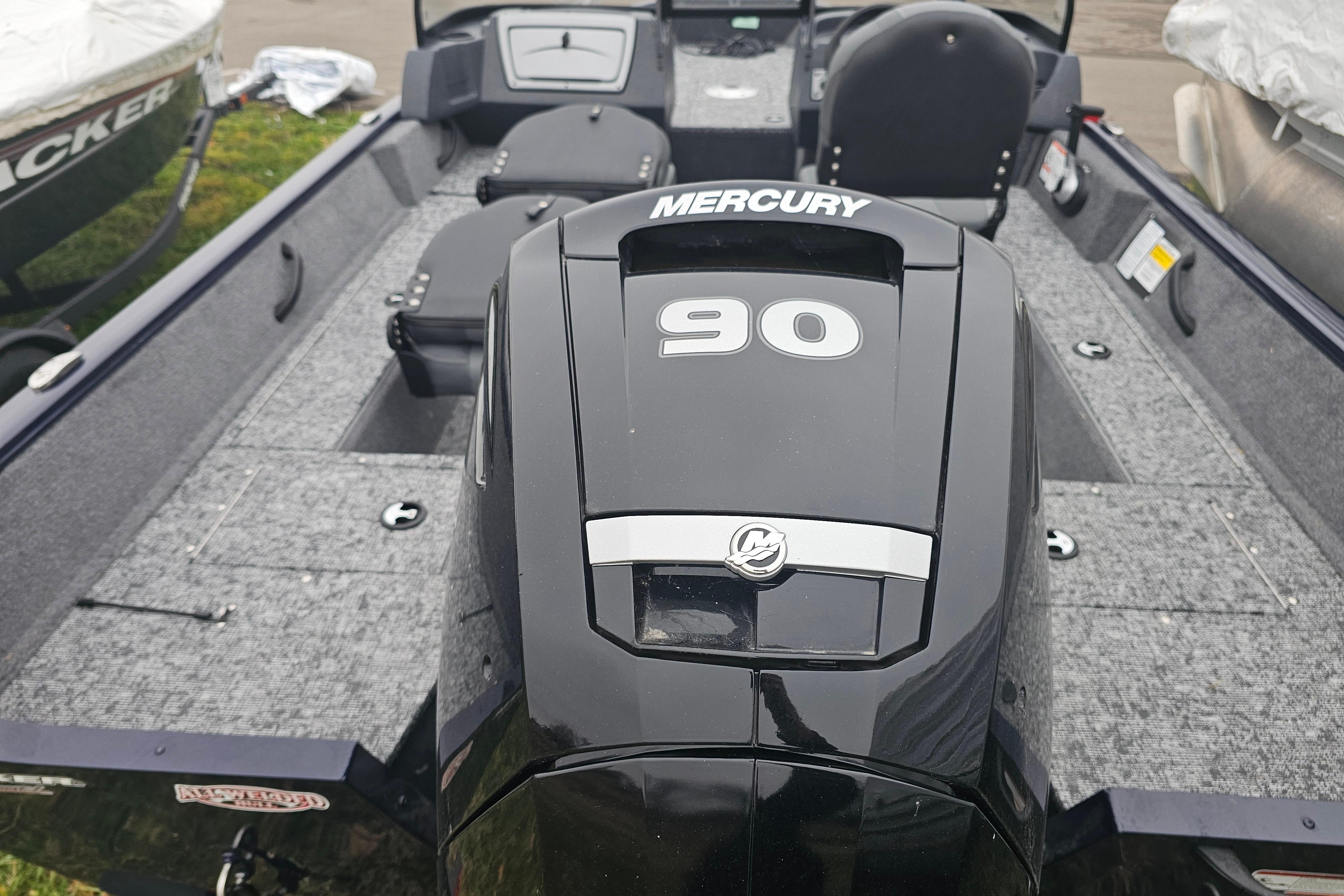 2025 Tracker Pro Guide V-16 WT boat with Mercury 90 engine, interior view.