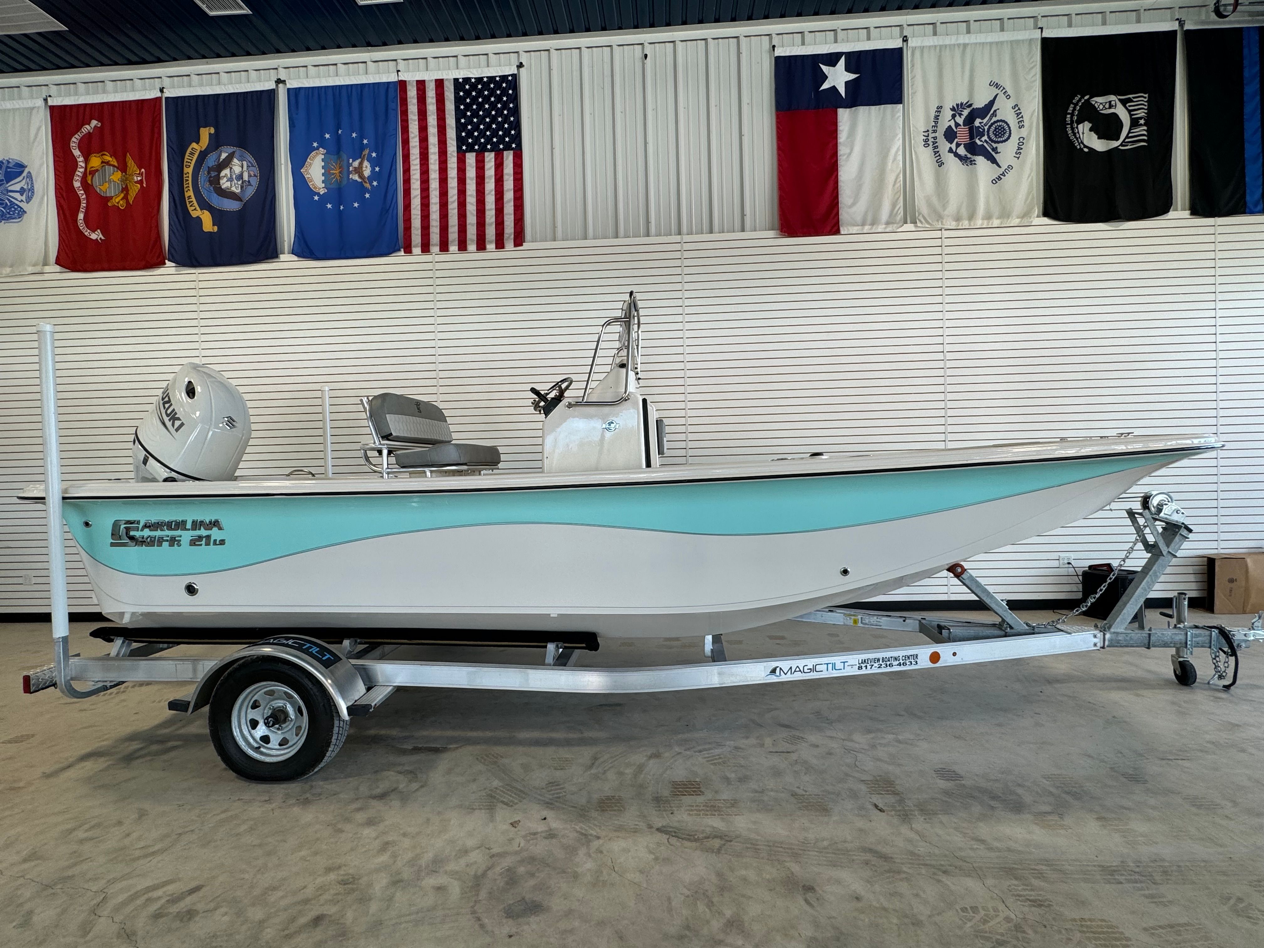 2025 Carolina Skiff 21 LS With 150HP Suzuki and custom aluminum trailer
