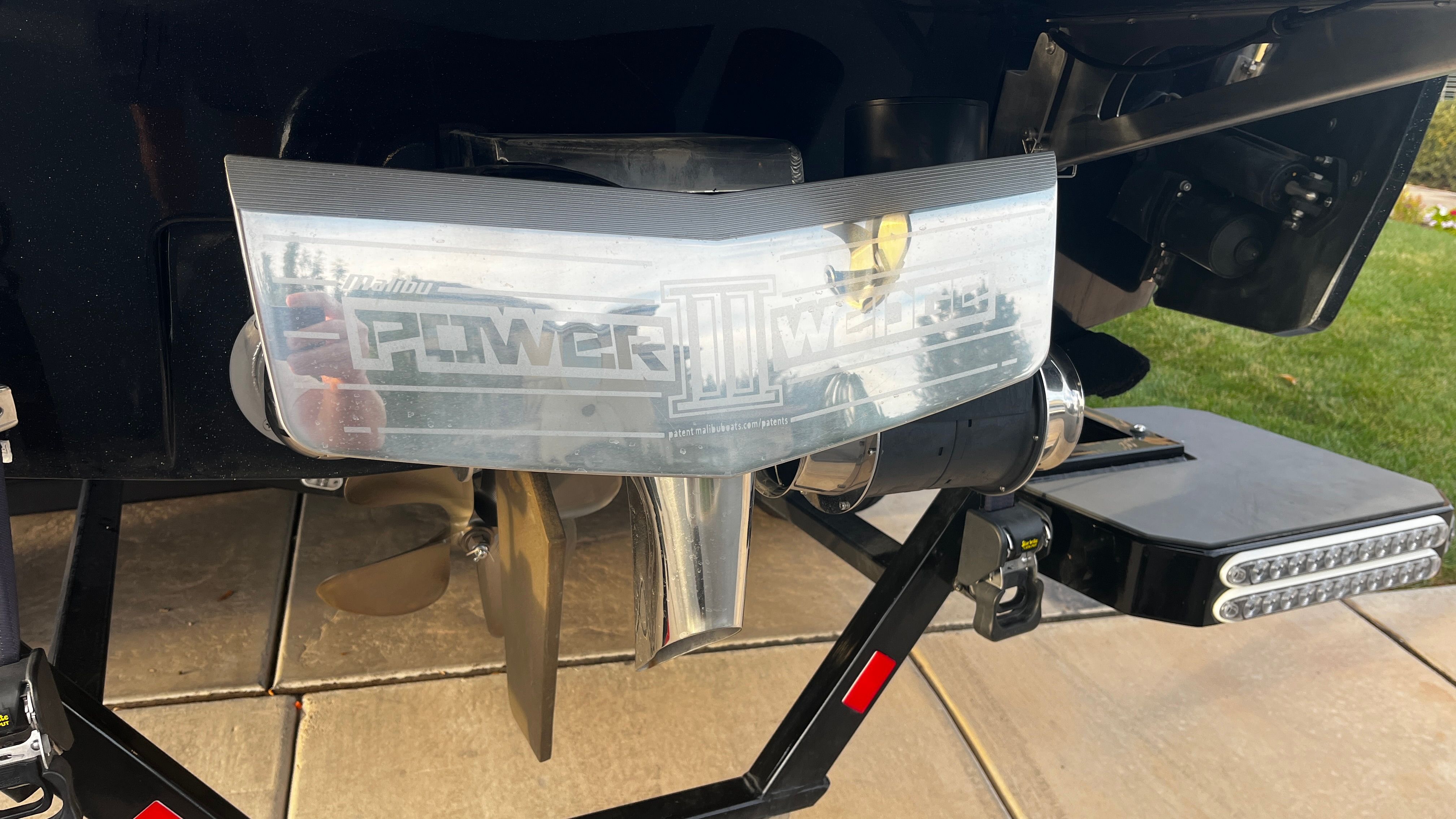 Close-up of the drive system on a 2023 Malibu Wakesetter 26 LSV.