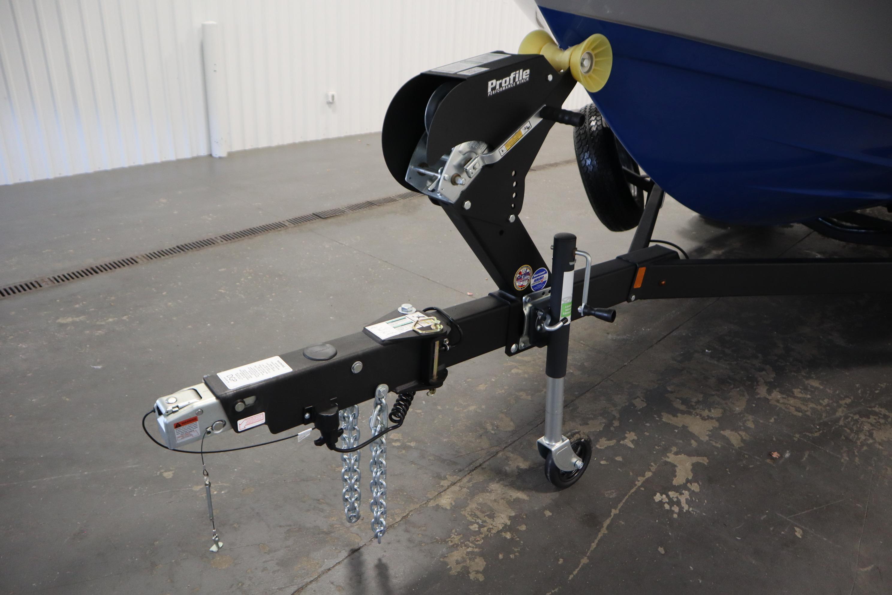 Trailer hitch of 2026 Yamaha Boats AR220 in a garage setting.