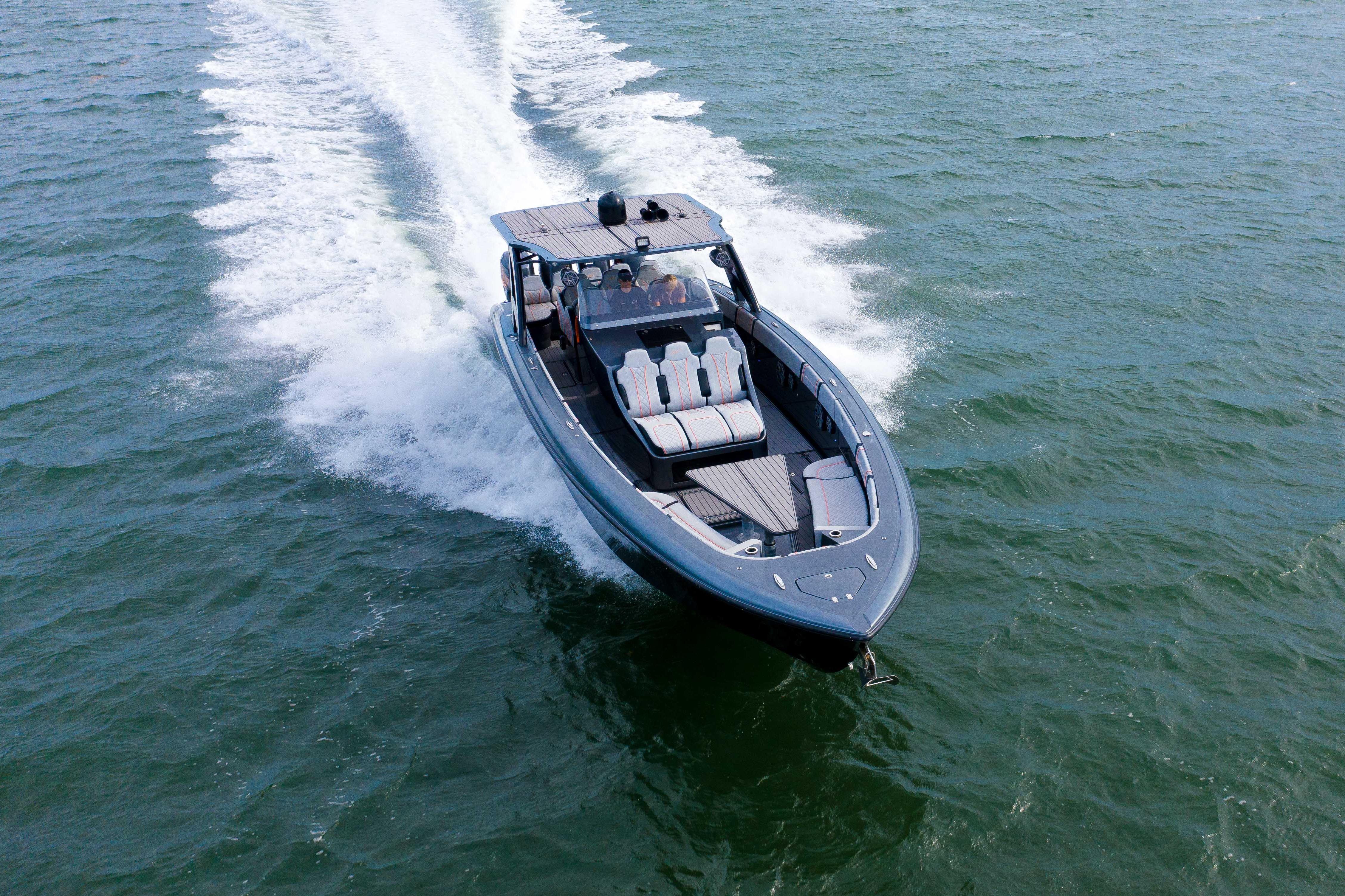 2019 Midnight Express 43 Open boat cruising on open water.