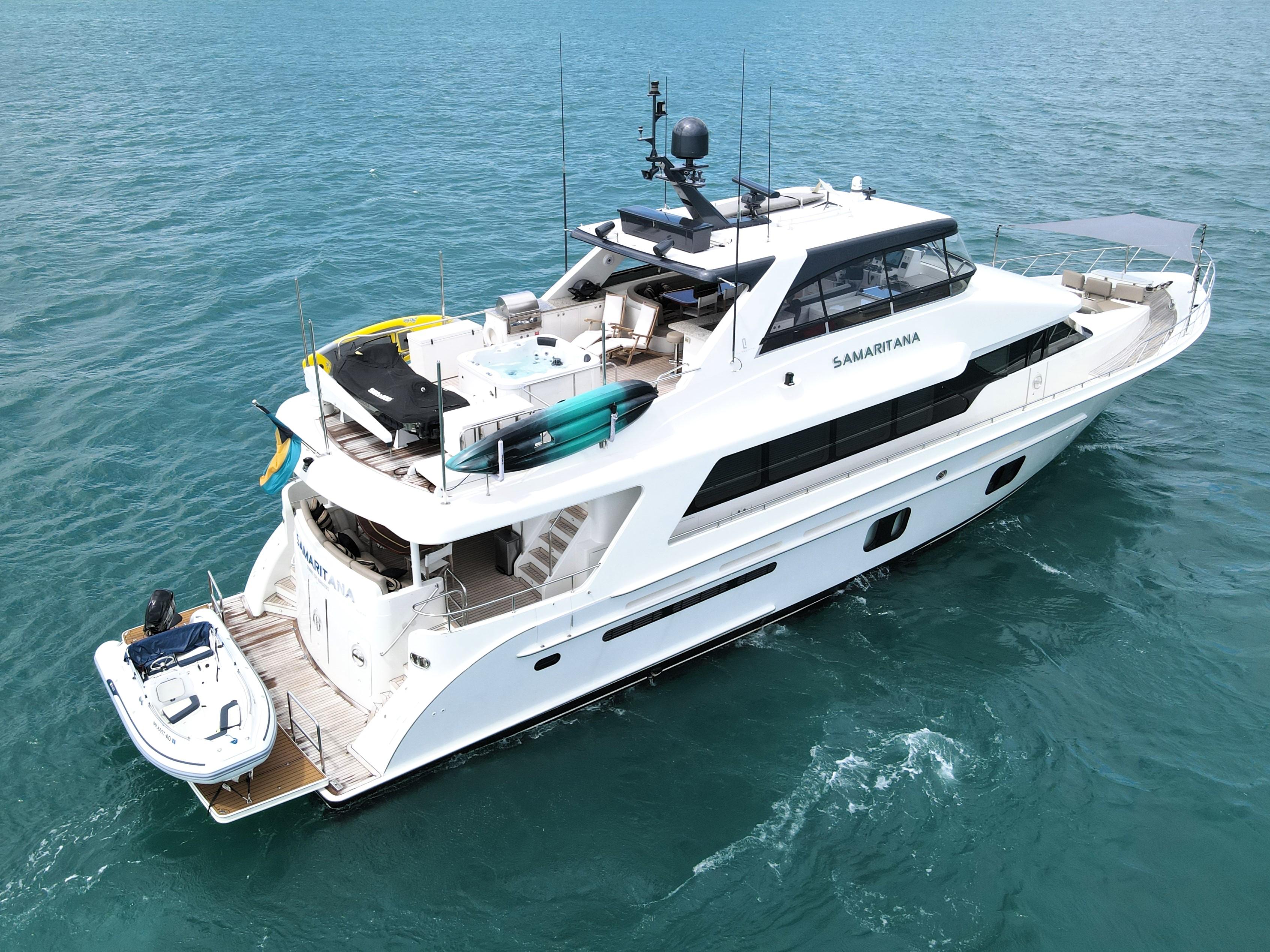 2013 Cheoy Lee Bravo yacht on open water, featuring sleek design and luxury amenities.