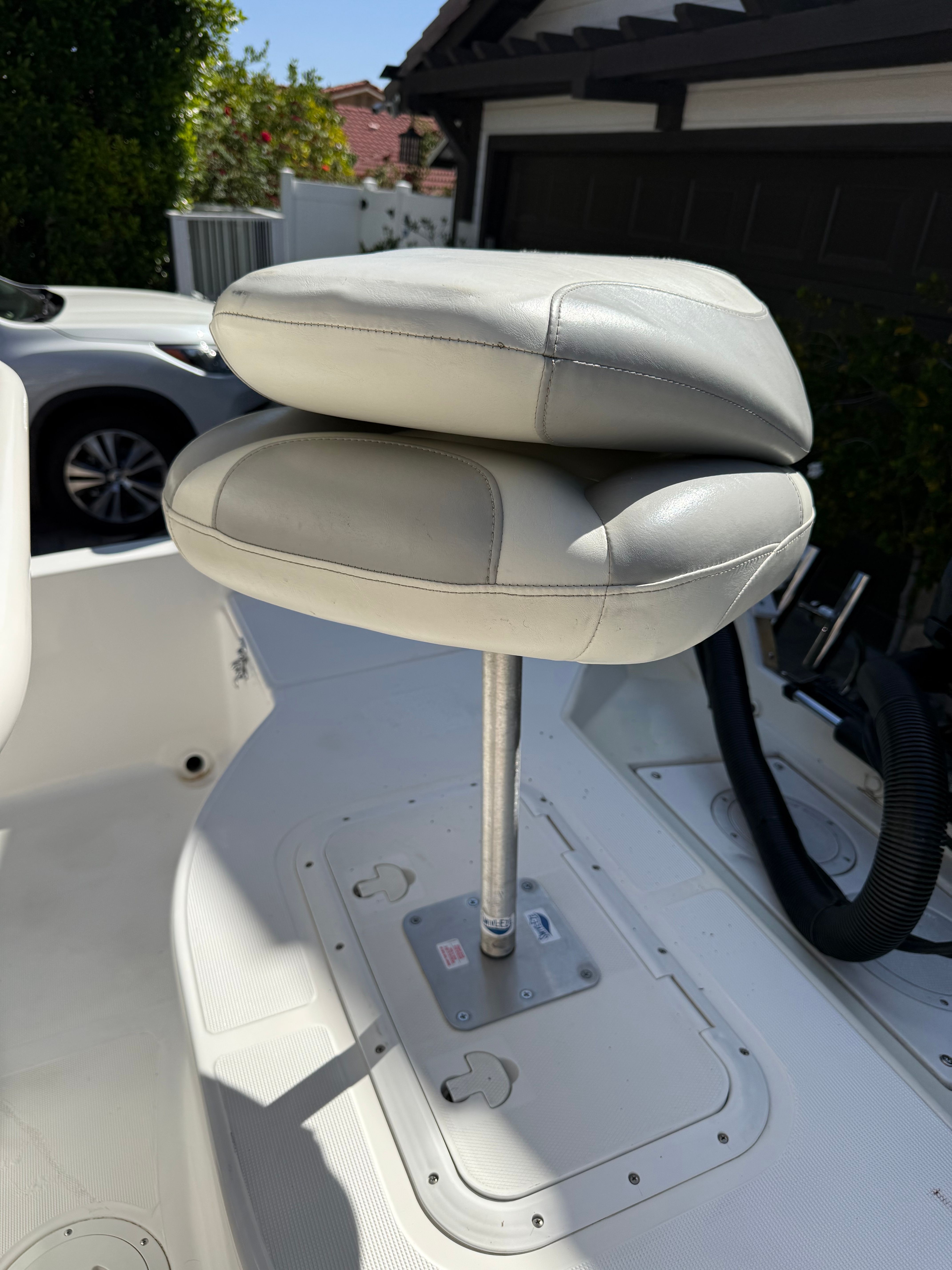 Seat cushion on a 1998 Robalo 2100 Bay Hunter boat.