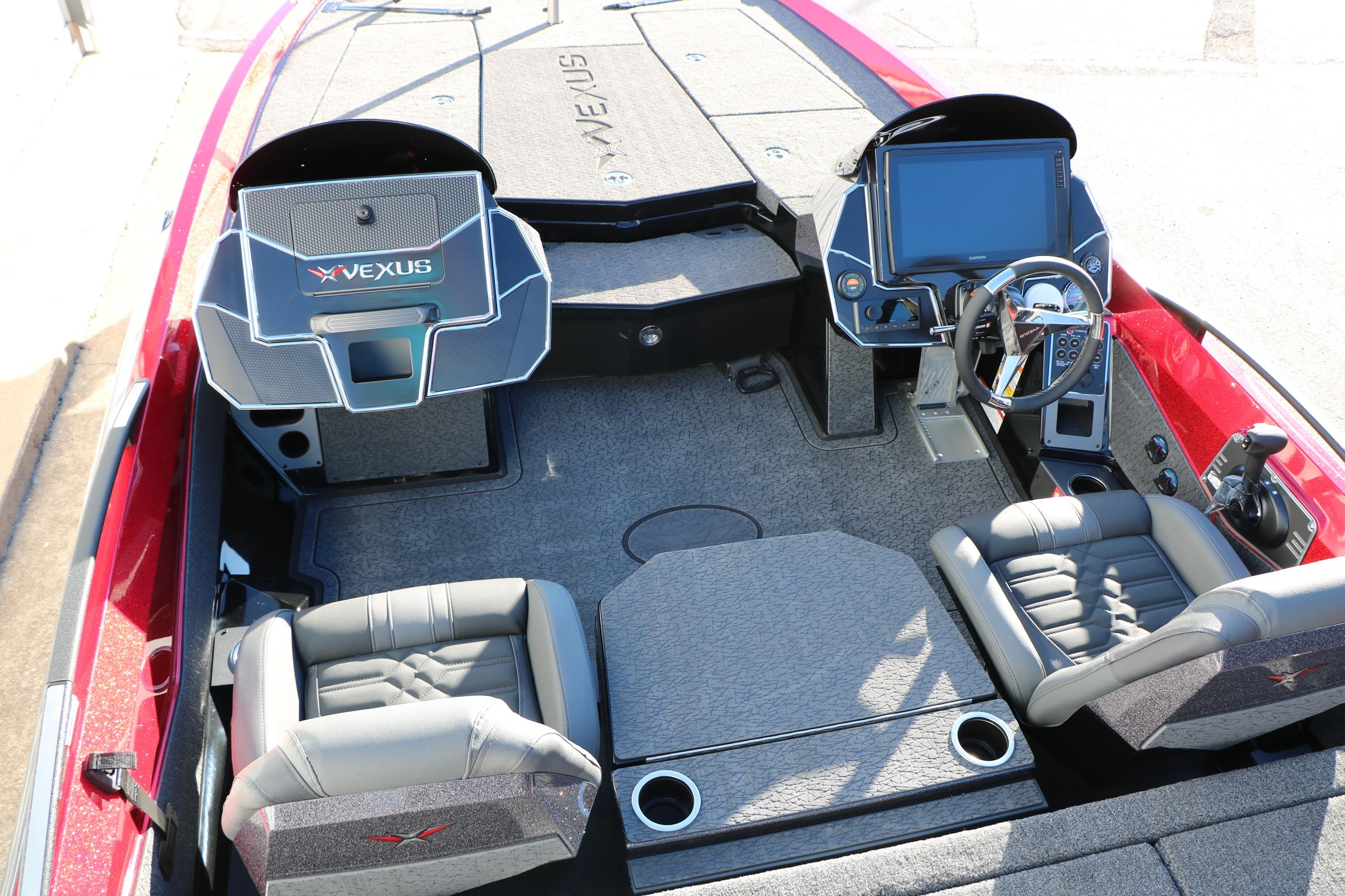2026 Vexus VXs21 boat interior with modern dashboard and seating.