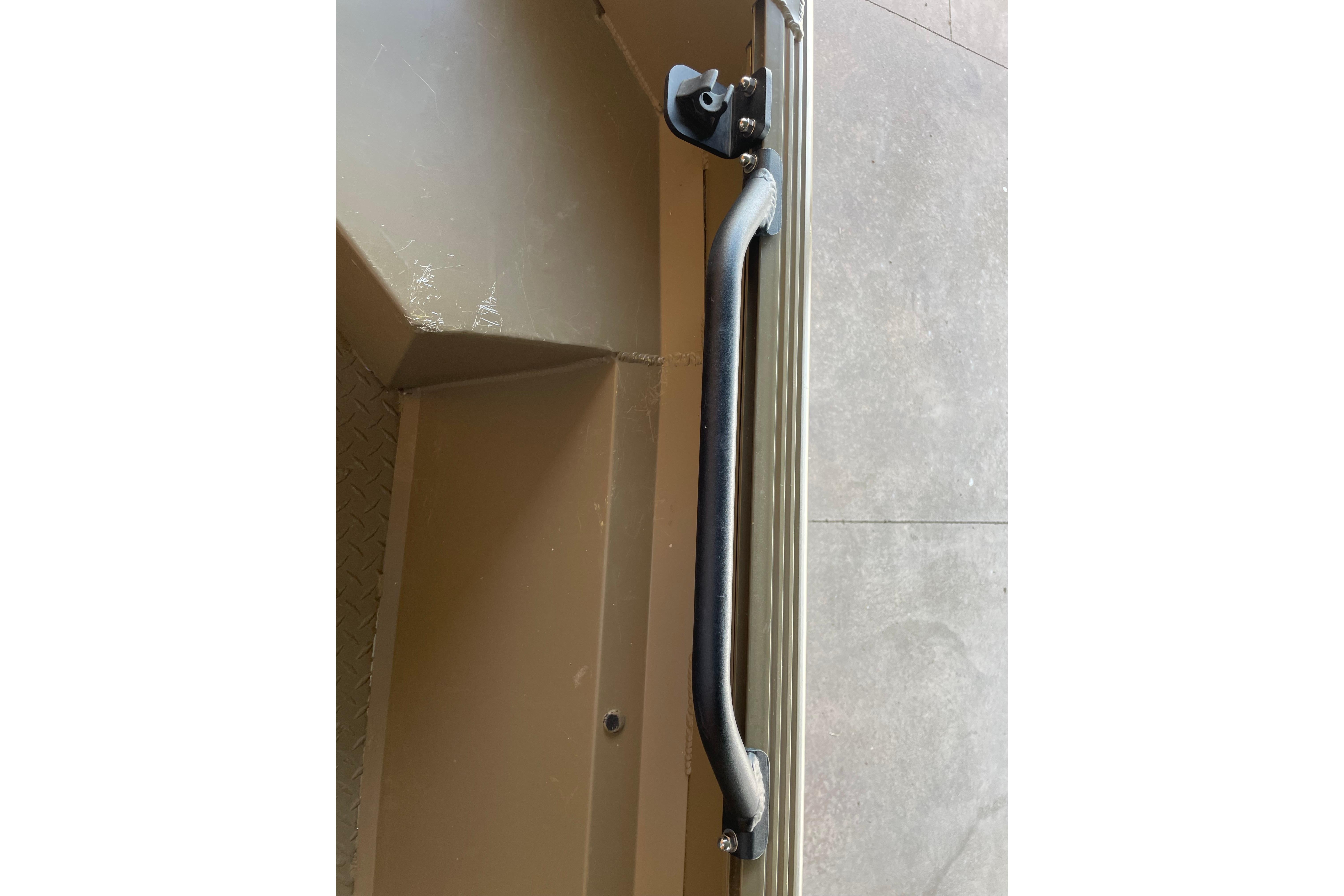 Handle detail of 2025 Edge Duck Boats 550 model, showcasing sturdy construction.