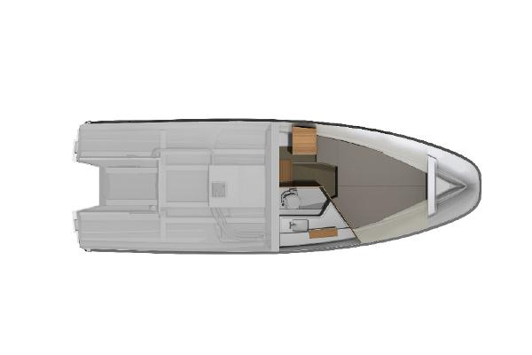Manufacturer Provided Image: Floor plan of Nimbus Weekender 9 boat, 2025 model.