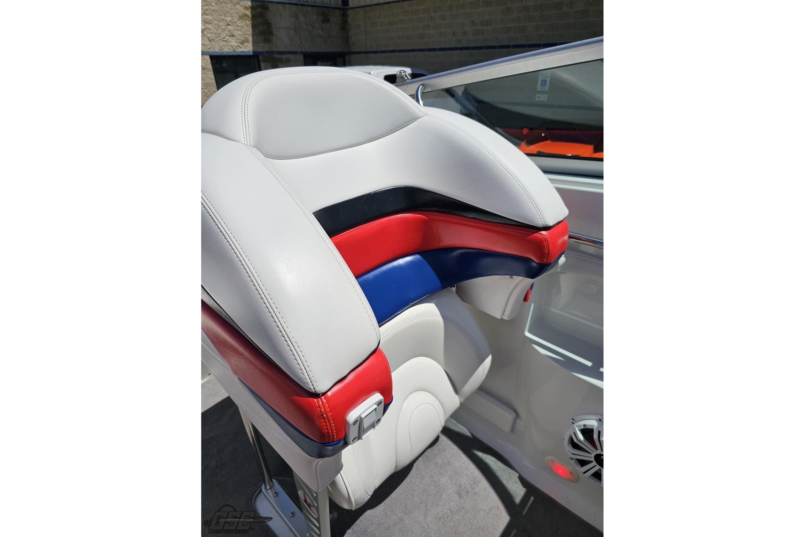2005 Formula 271 FASTech boat seat with red, white, and blue upholstery.