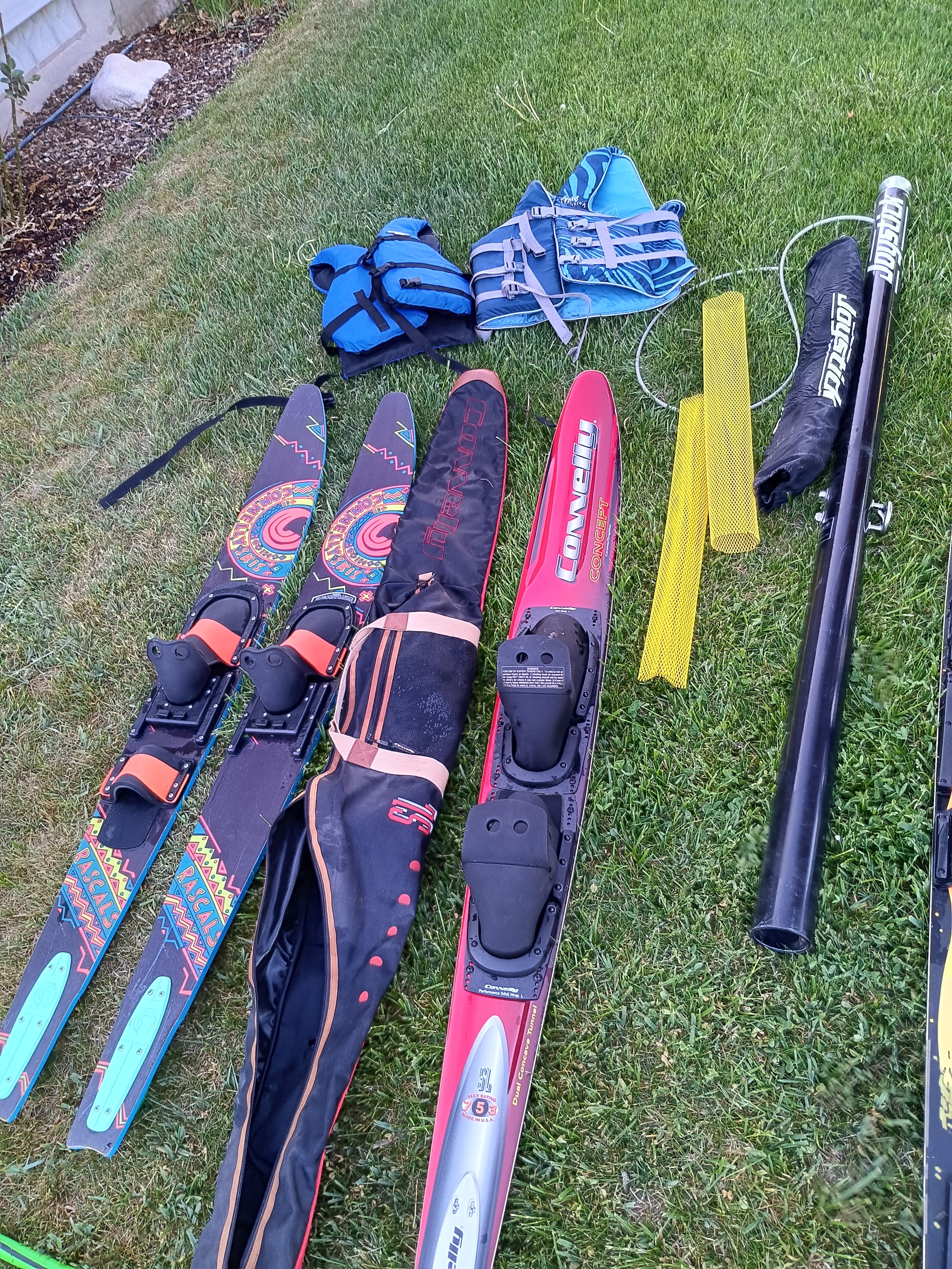 Water skiing gear on grass with Malibu Skier 1991.