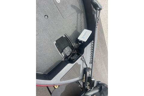 2023 Nitro ZV19 Sport boat deck with mounted equipment and controls.