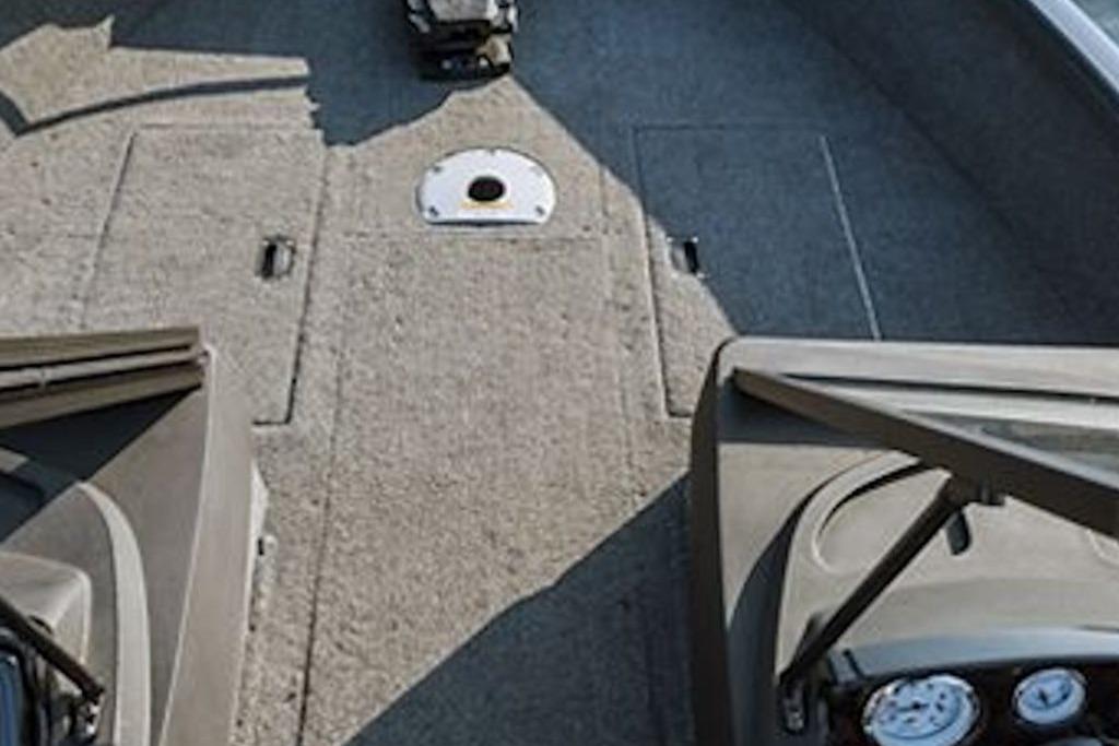 Interior view of 2026 Crestliner 1650 Hawk WT boat, featuring spacious deck layout.