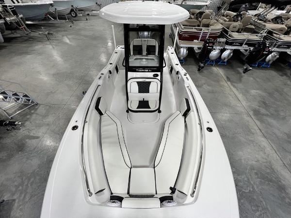 2023 Tidewater 232 CC Adventure boat in showroom.