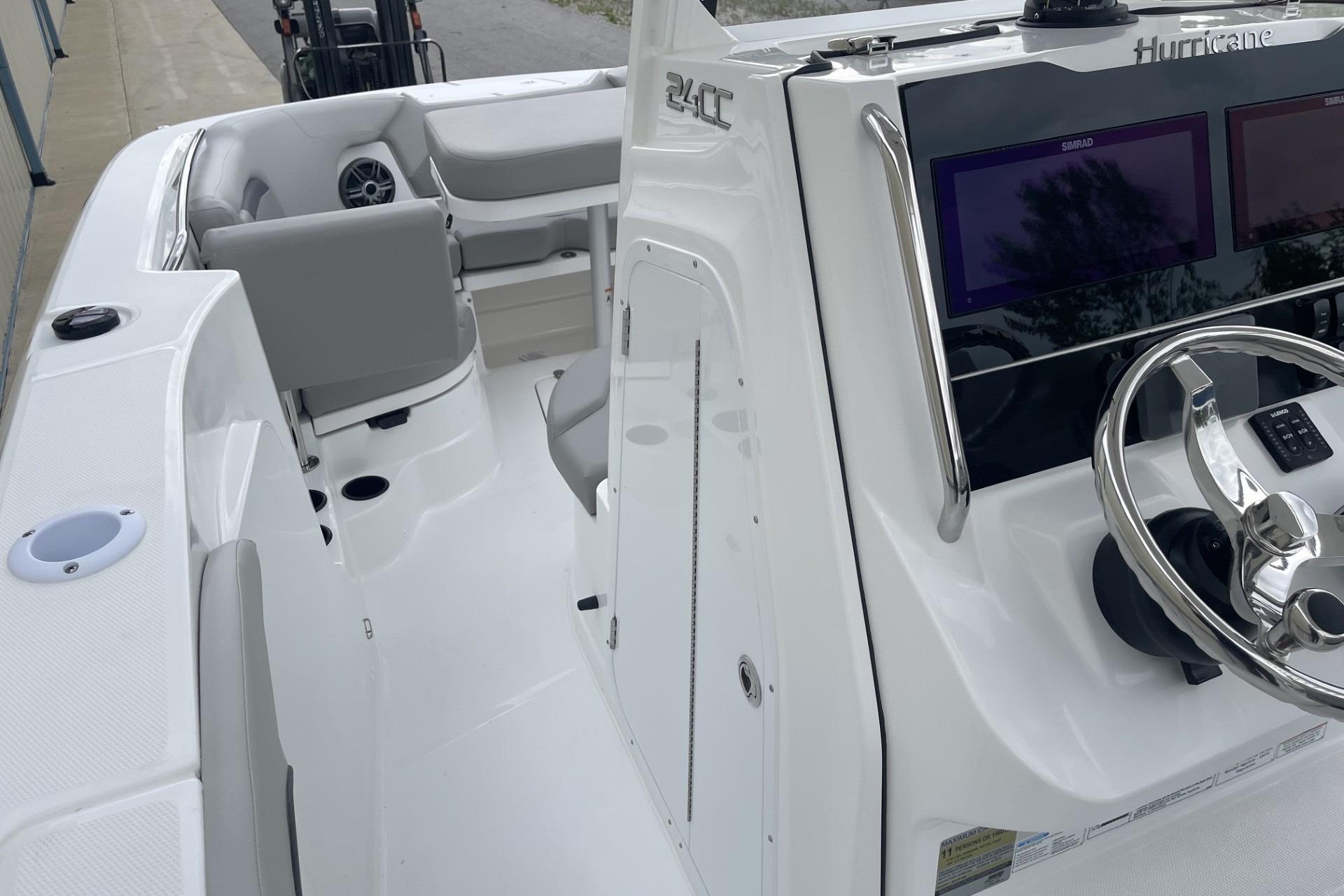 2026 Hurricane Center Console 24 OB boat interior with modern dashboard and seating.