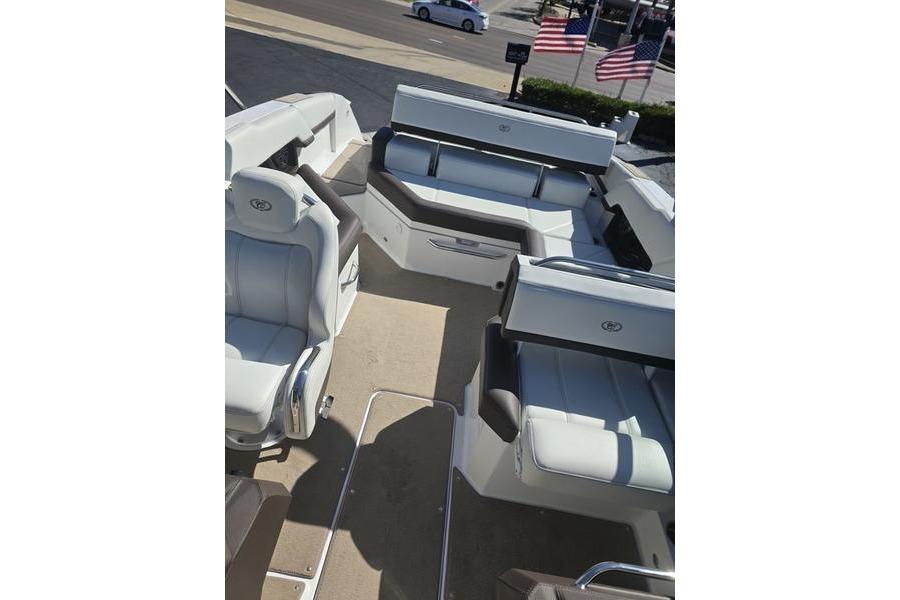 2022 Cobalt R4 boat interior with luxurious seating and modern design.
