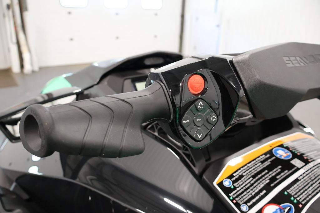 2026 Sea-Doo GTI SE 130 handlebar controls with buttons and grip detail.