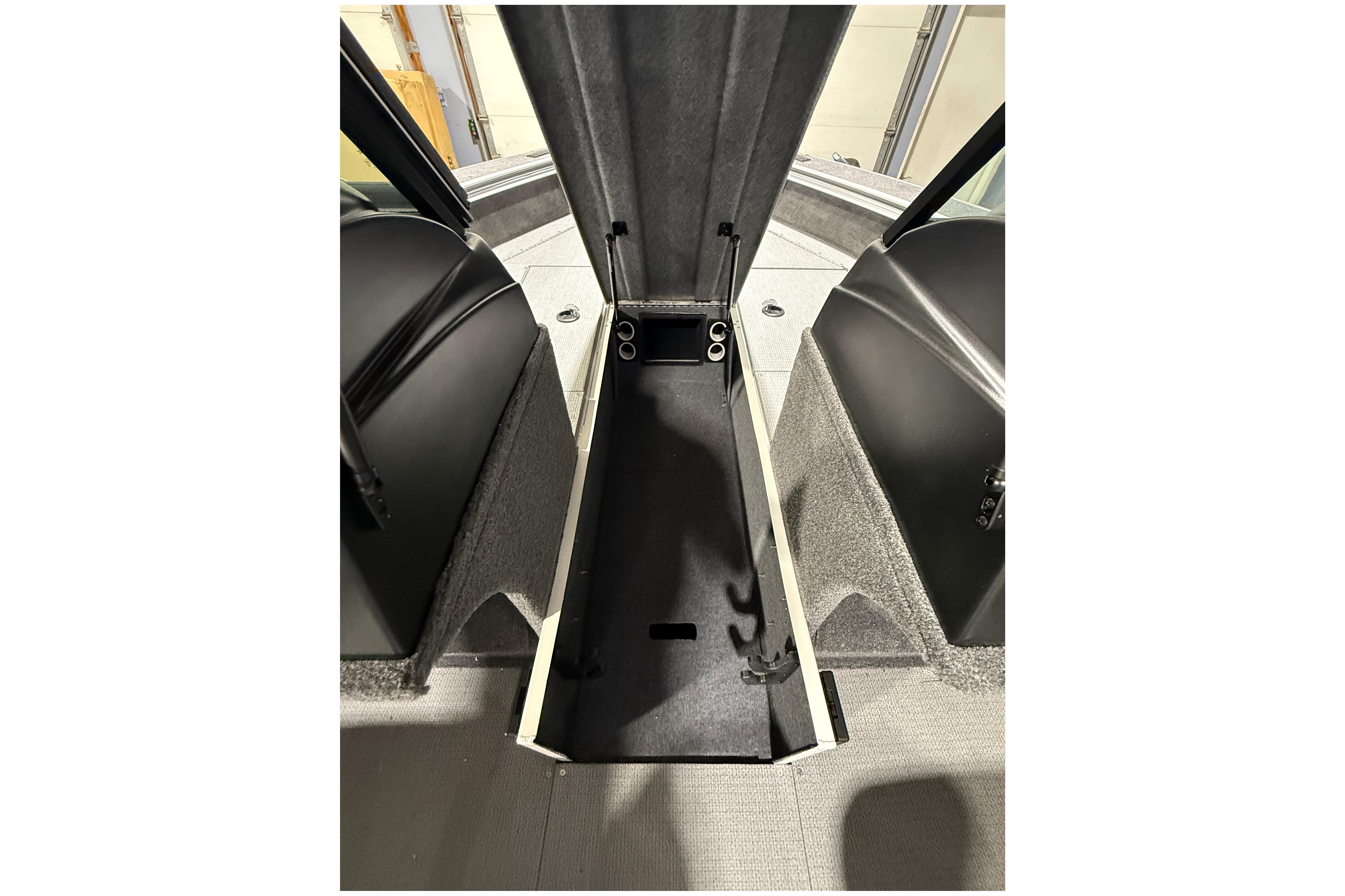 2025 G3 Angler V1850 SF boat interior storage compartment.