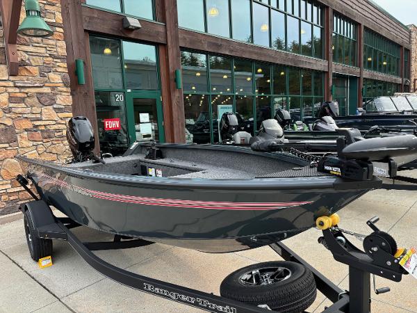 2024 Ranger VS1665T fishing boat displayed outside a showroom.