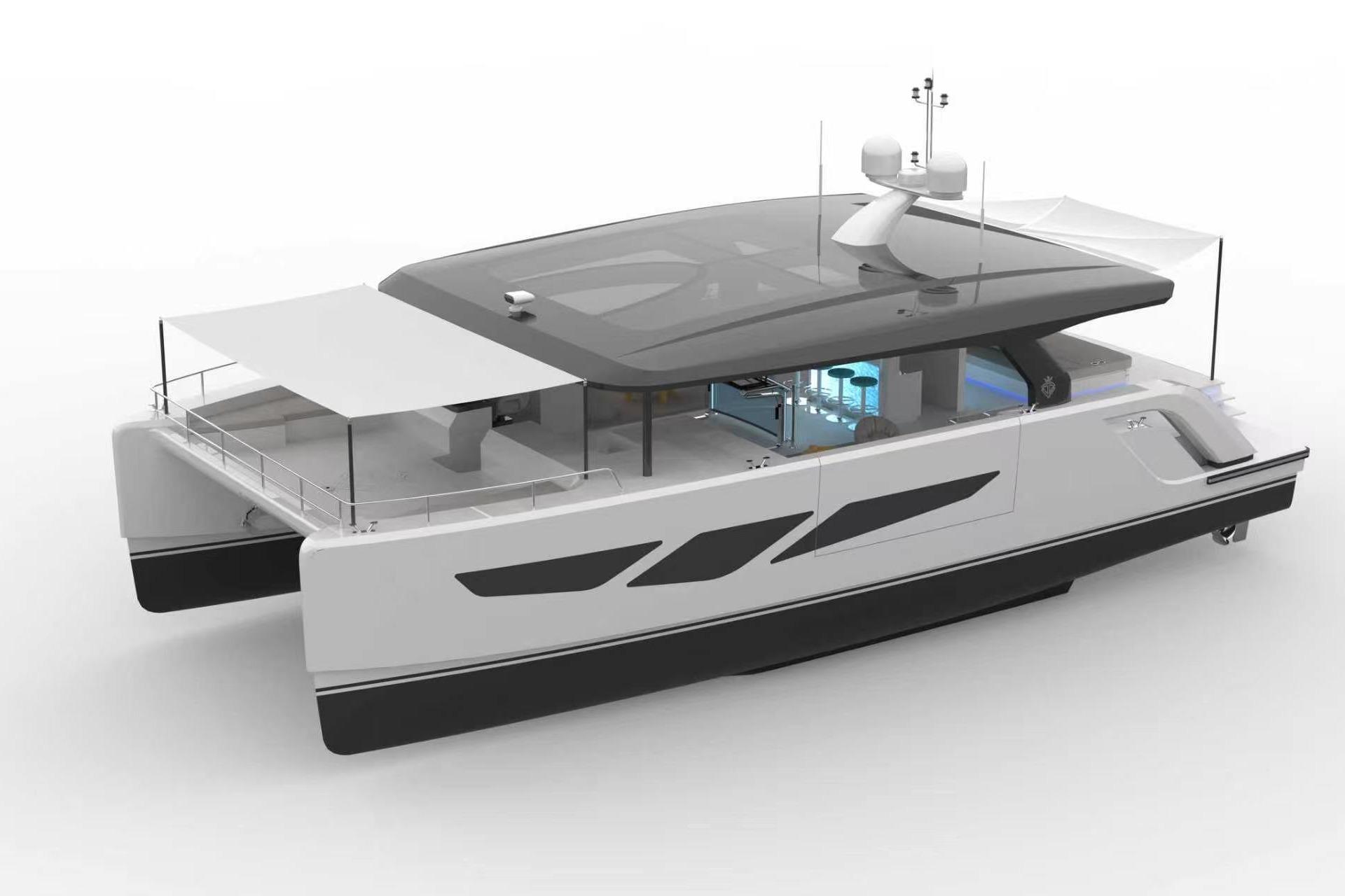 2026 Diamond Yachts P55 Power Catamaran with sleek design and modern features.
