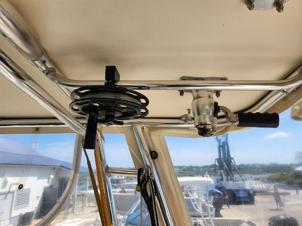 Fishing rod holder on 2005 Pursuit 3070 Offshore Center Console boat interior.