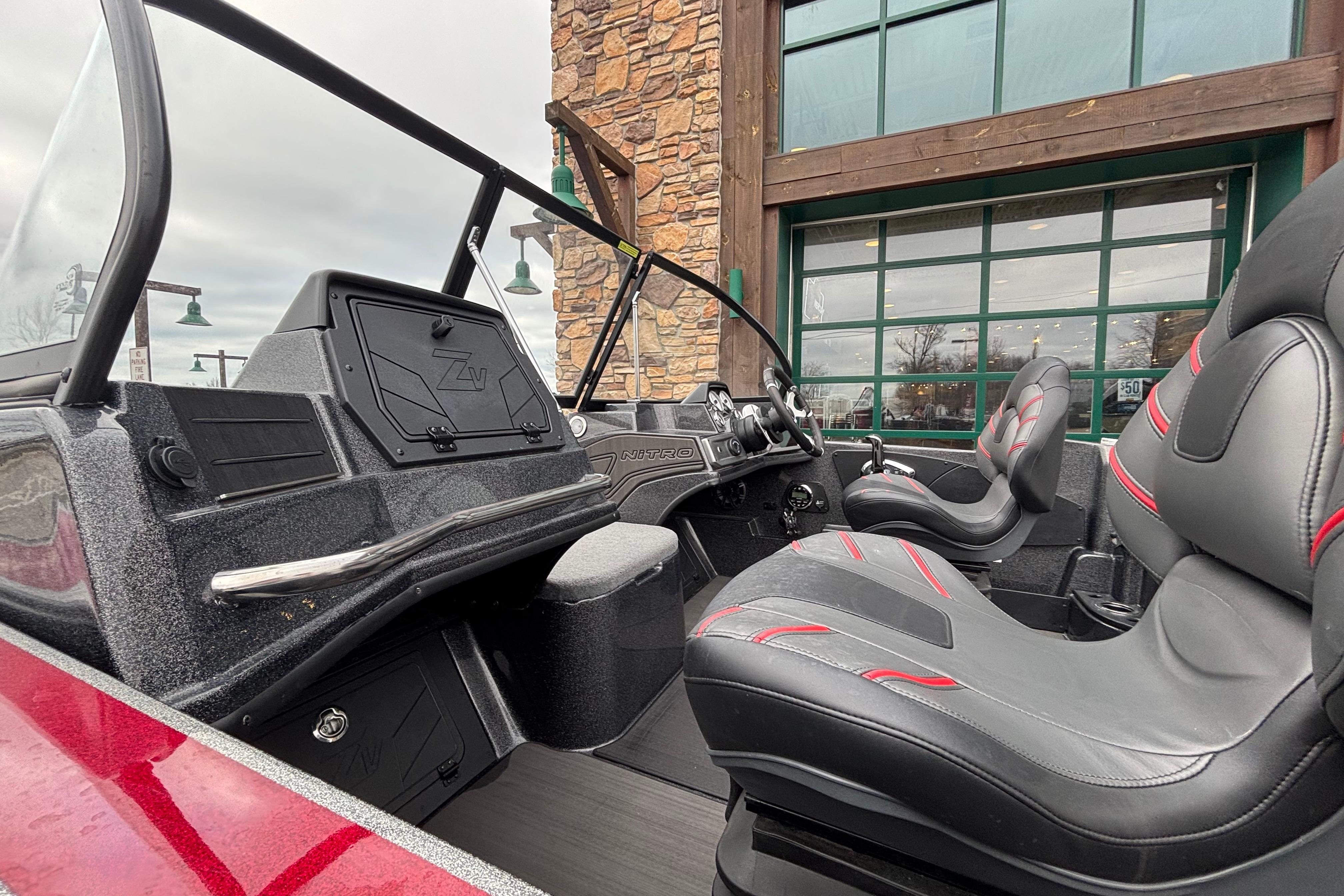2024 Nitro ZV21 Pro boat interior with sleek seats and modern dashboard design.