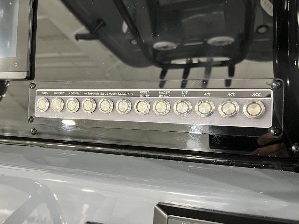 Control panel of 2023 Tidewater 232 CC Adventure boat.