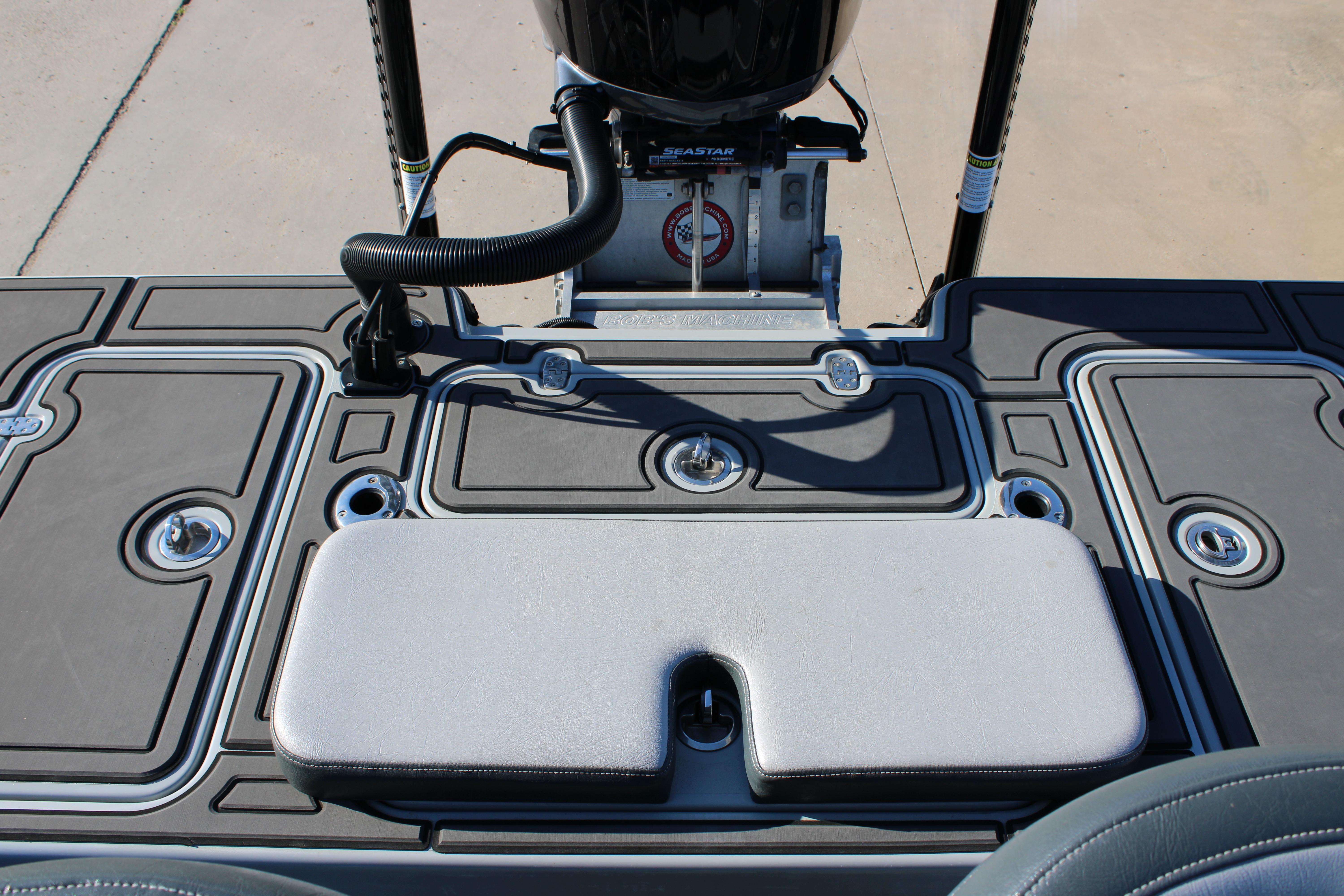 2025 Mamba 227VX boat deck with seating and motor mount.