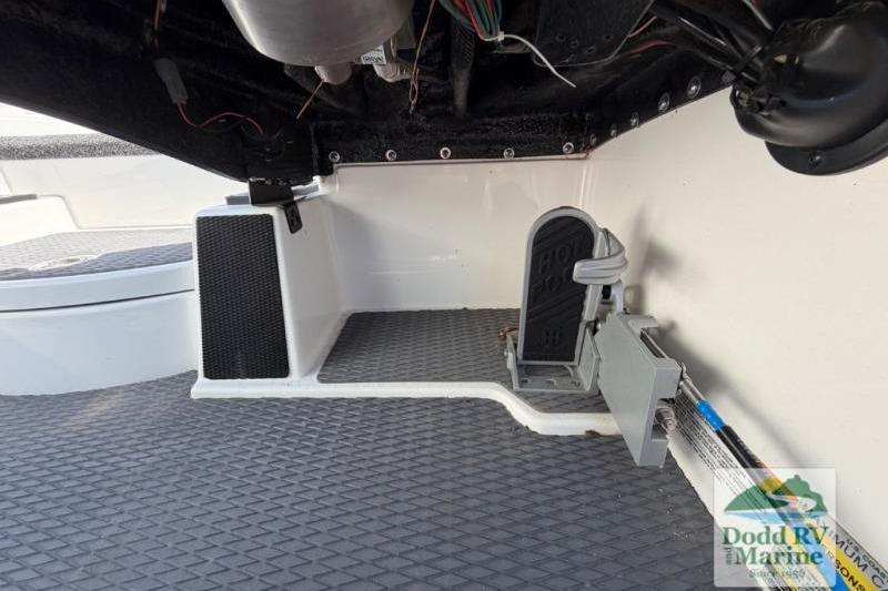 2021 Caymas CX 18 SS boat interior showing pedal and wiring details.