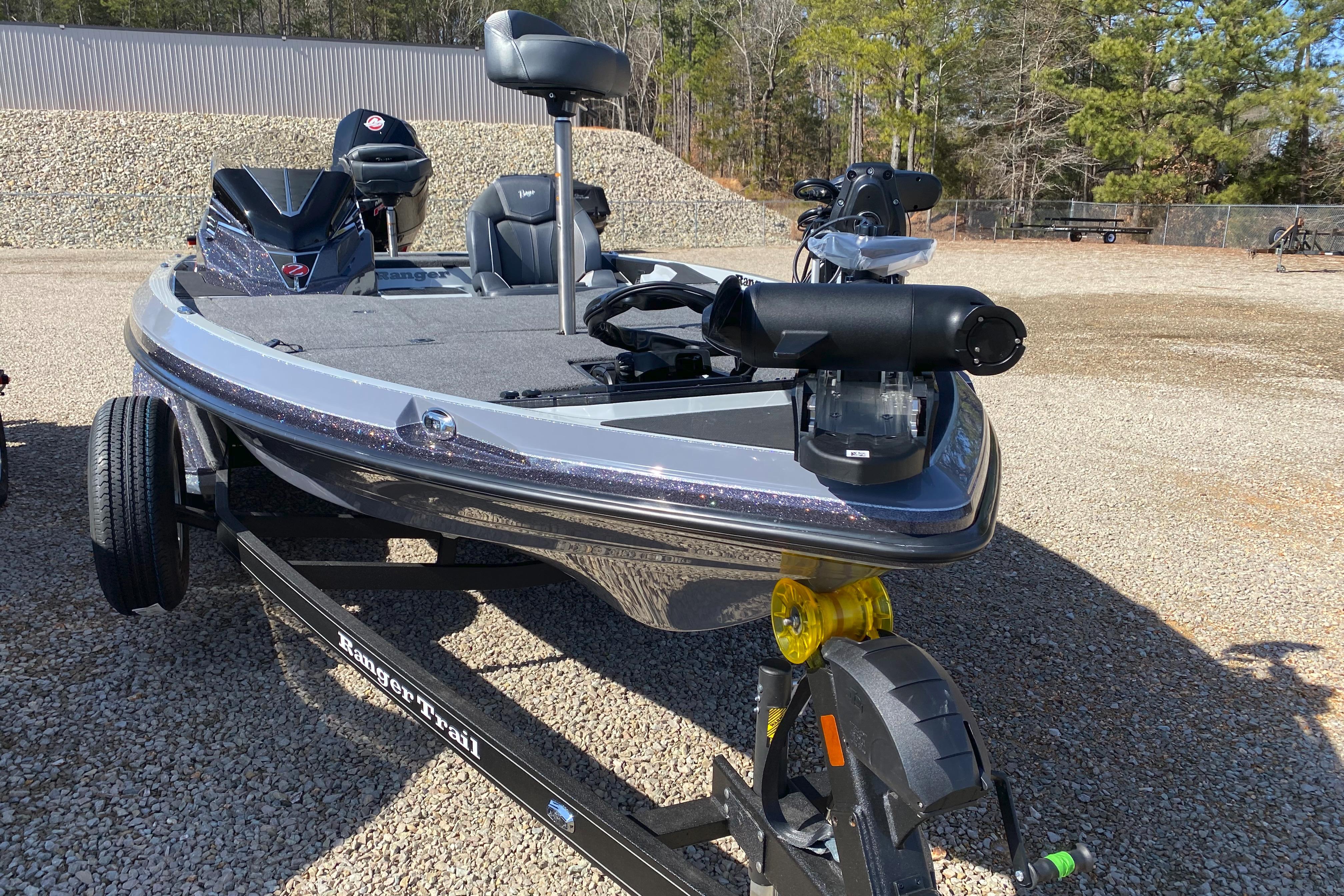 2026 Ranger Z519R bass boat on trailer, parked outdoors.