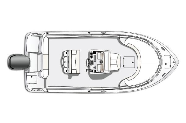 Manufacturer Provided Image: Top view of 2017 Robalo R222 Center Console boat layout.