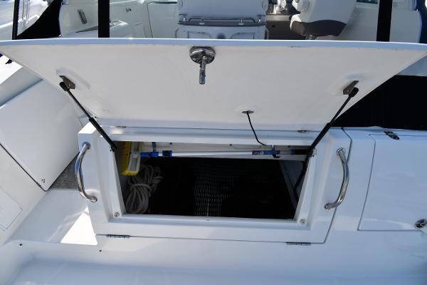 2010 Cruisers Yachts 390 Sports Coupe storage compartment open on deck.