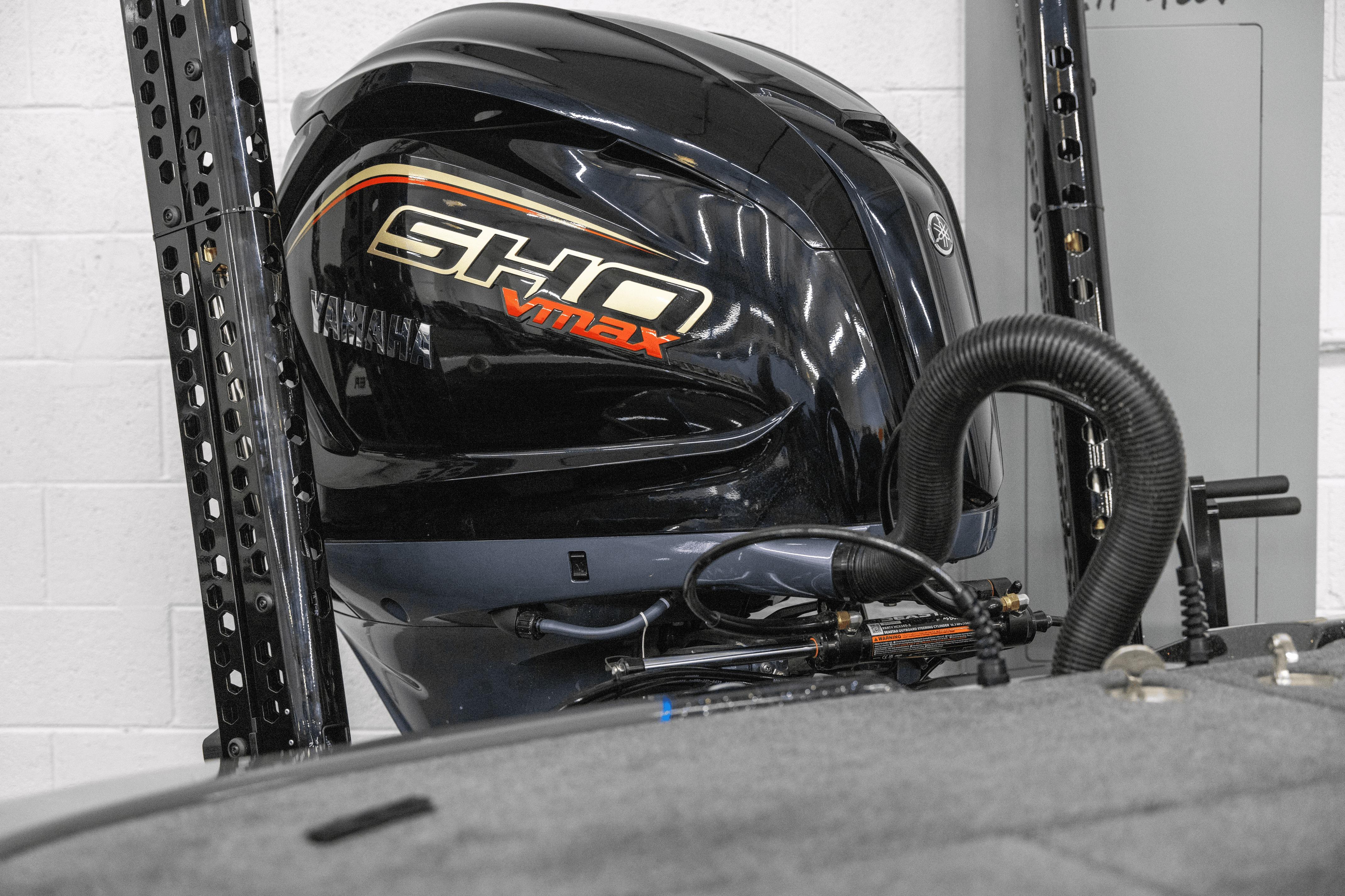 2026 Skeeter FXR20 Apex with Yamaha SHO VMAX engine in a garage setting.
