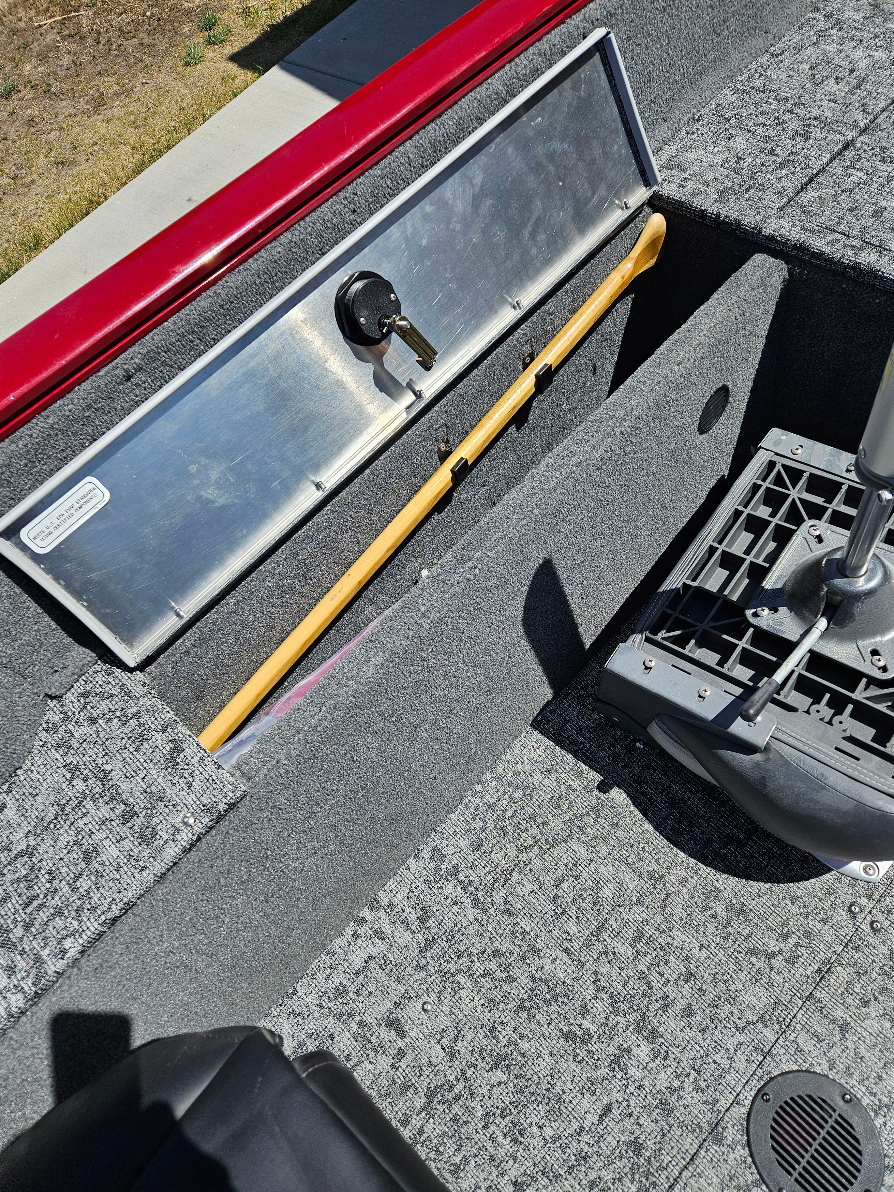 Interior of a 2021 Tracker Pro Guide V-175 WT boat.