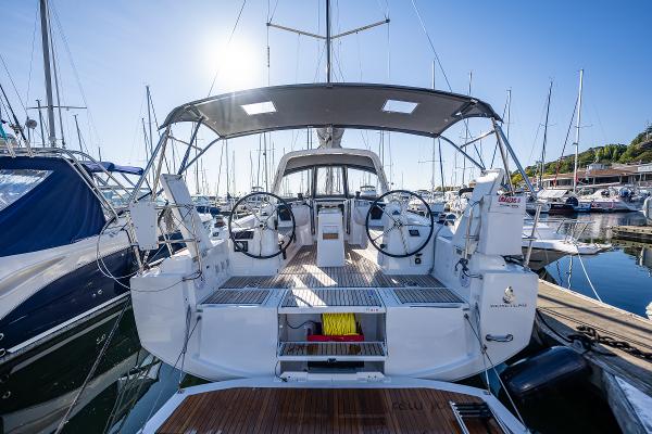 Beneteau Oceanis 38.1 yacht docked in marina, 2021 model.
