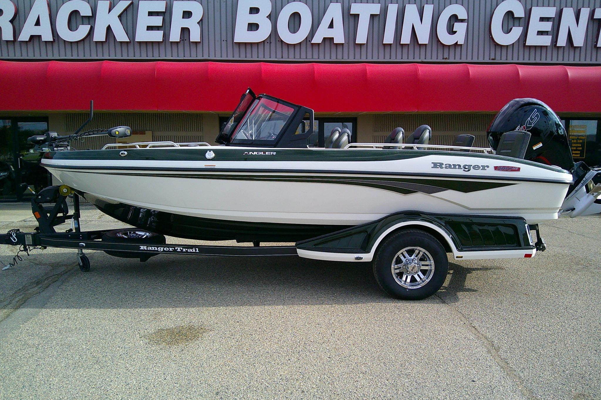 2026 Ranger 1880MS boat on trailer at Tracker Boating Center.