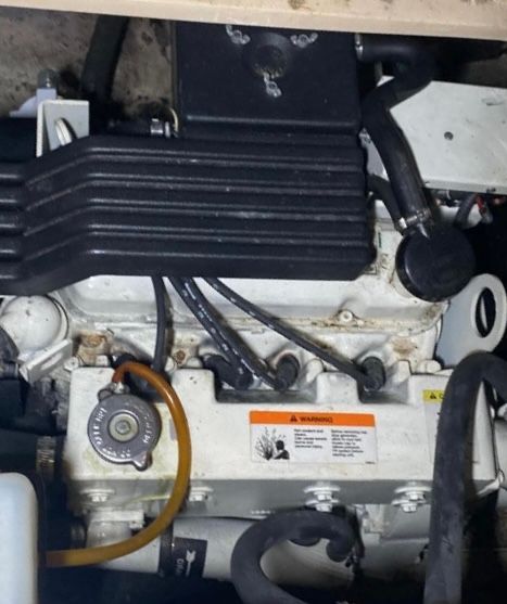 Engine compartment of the 2001 Cruisers Yachts 3750 Motoryacht.