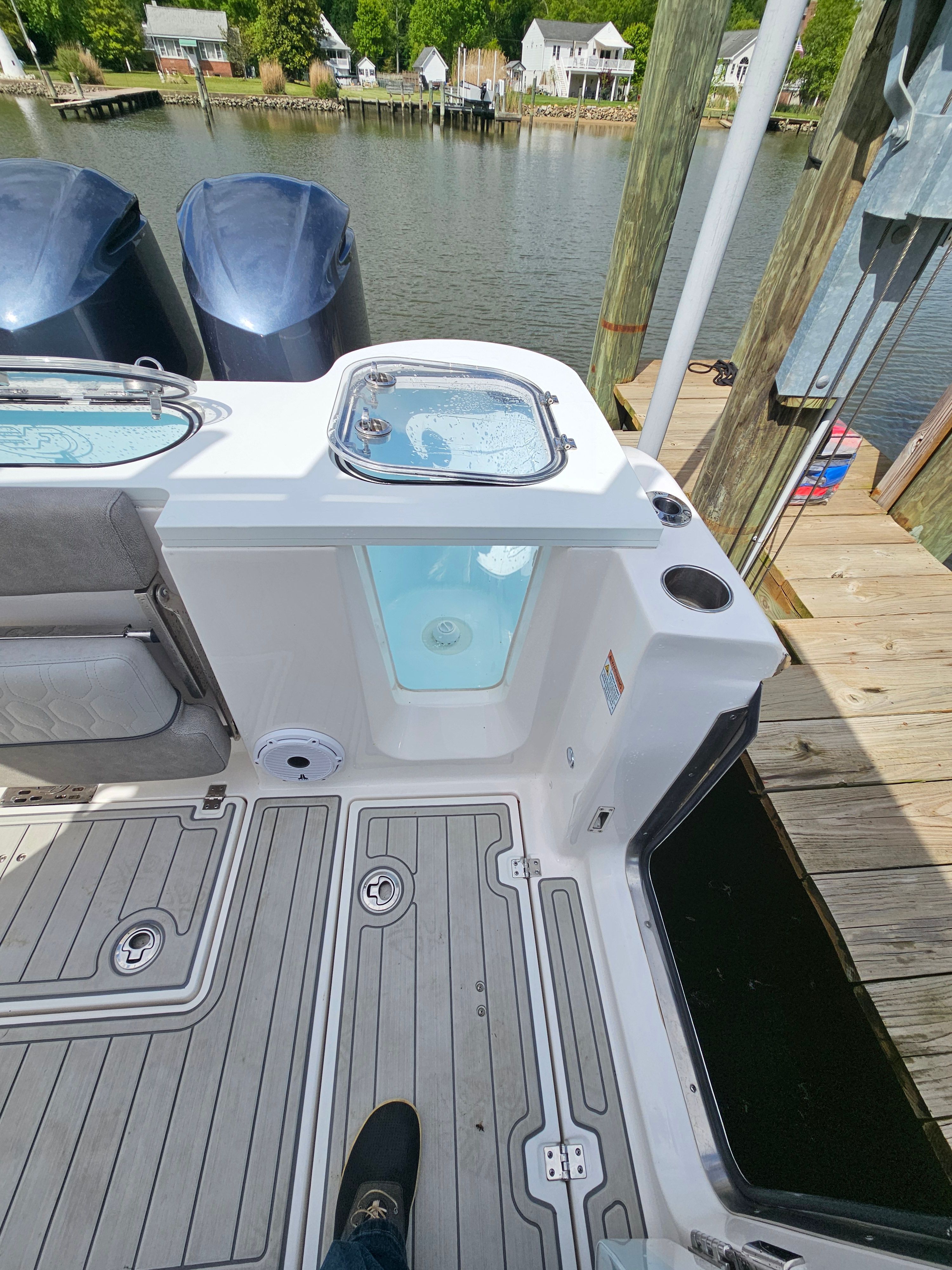 Interior view of a 2021 Sea Fox 288 Commander boat deck.